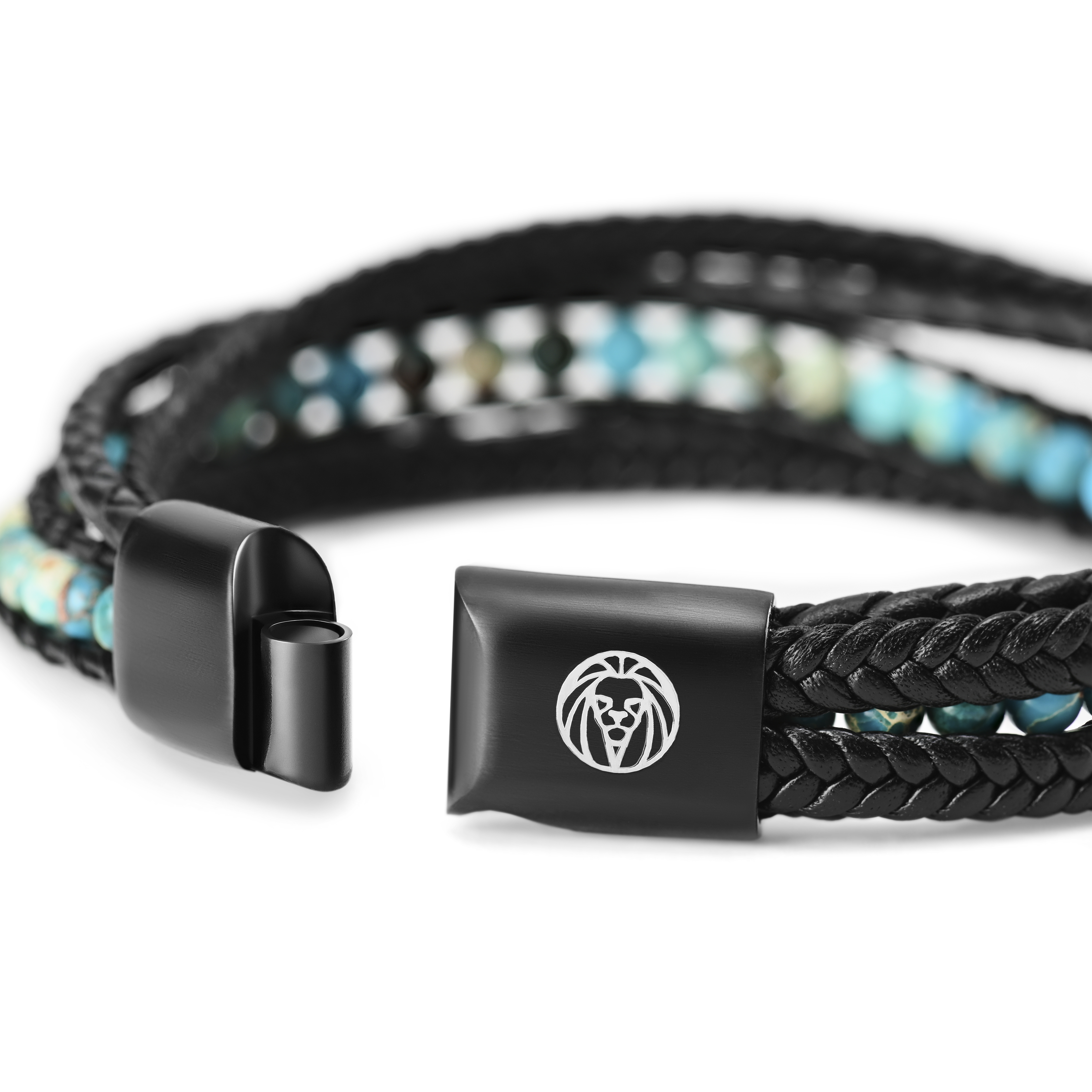 Гривна Naxos от тюркоазен императорски яспис и кожа - 6