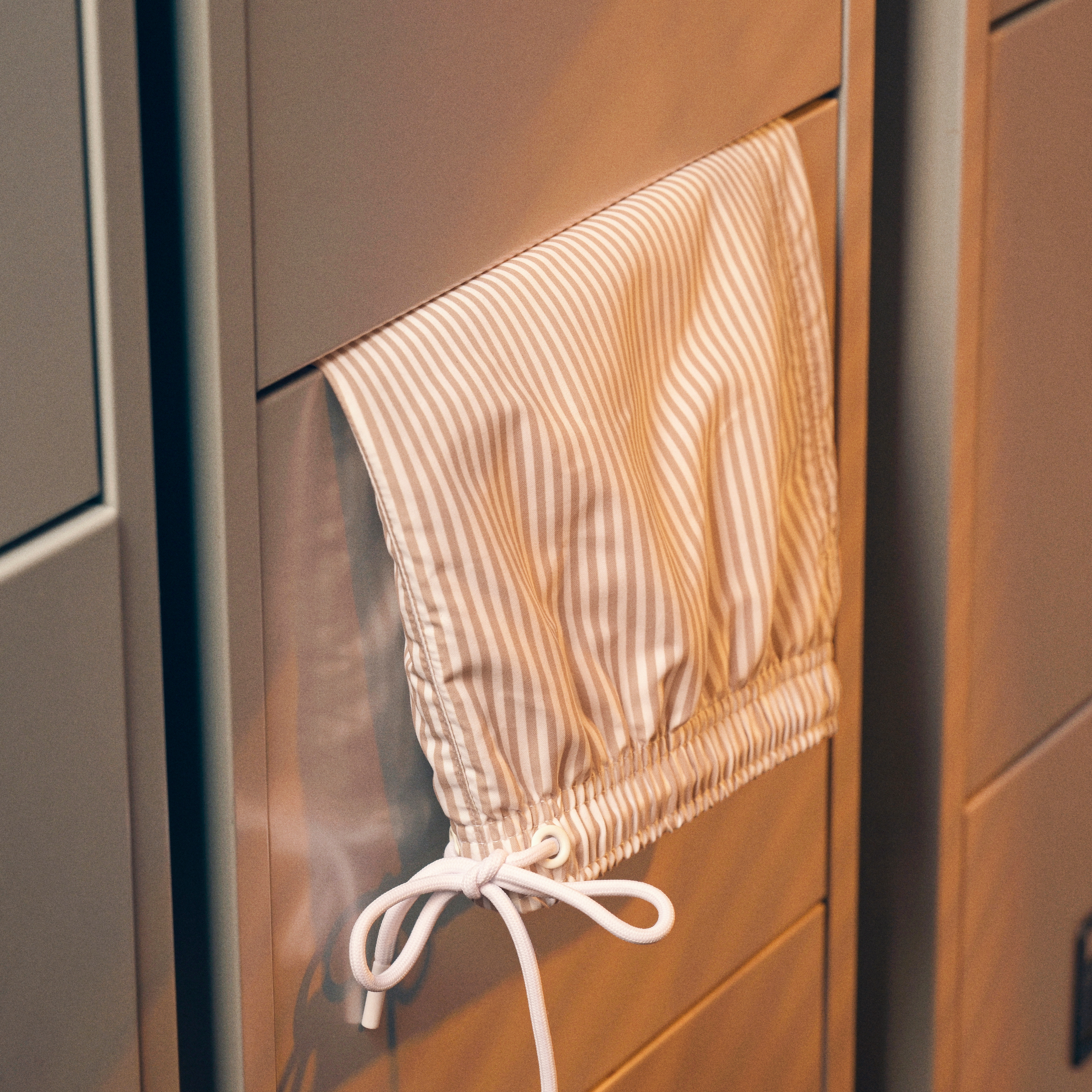 Striped Beige & White Swim Shorts - 4