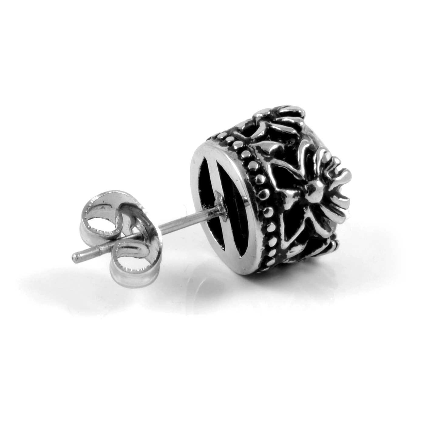 9 mm Zirconia & Stainless Steel Royal Stud Earring - 2