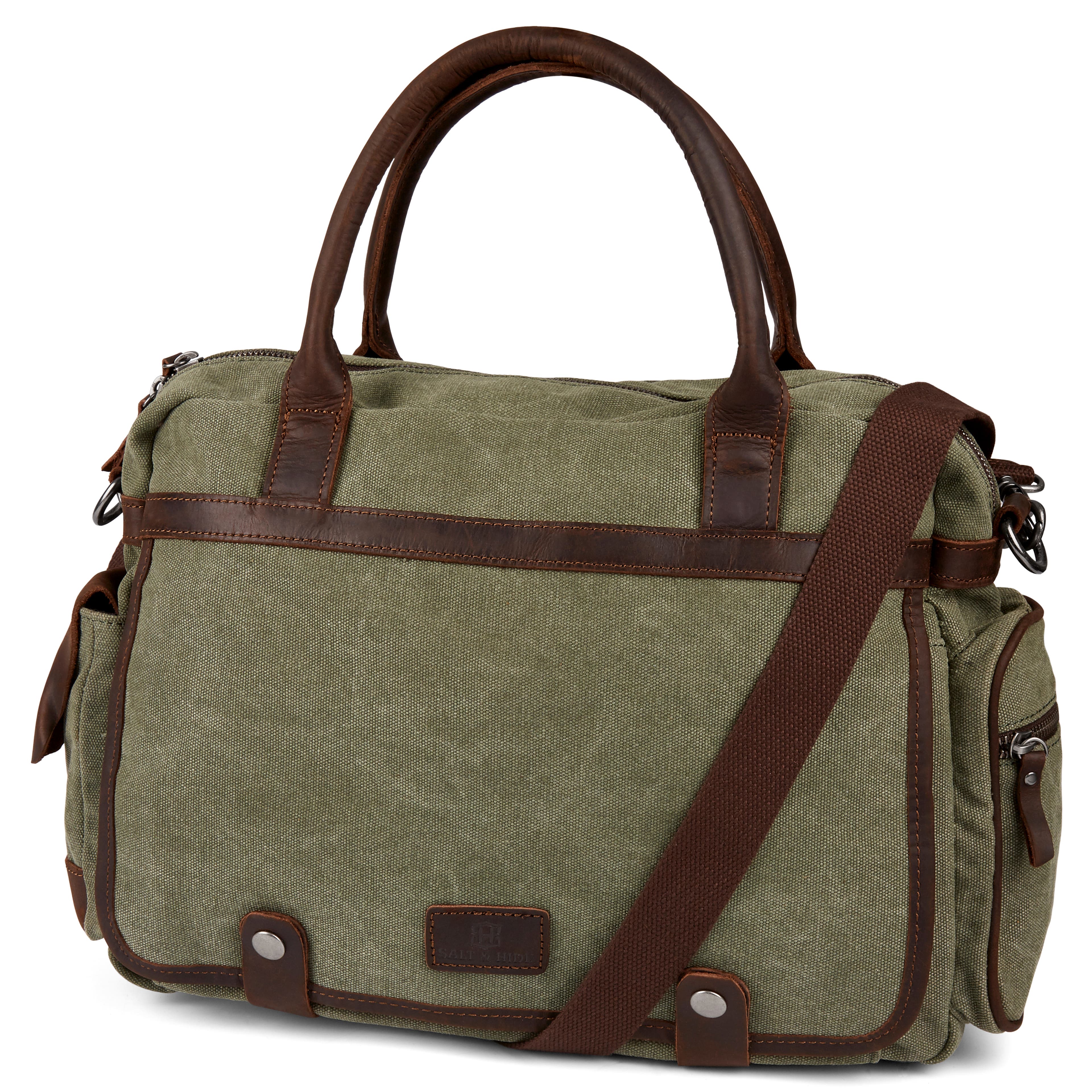 Zielono-brązowa torba na laptopa Sigurd