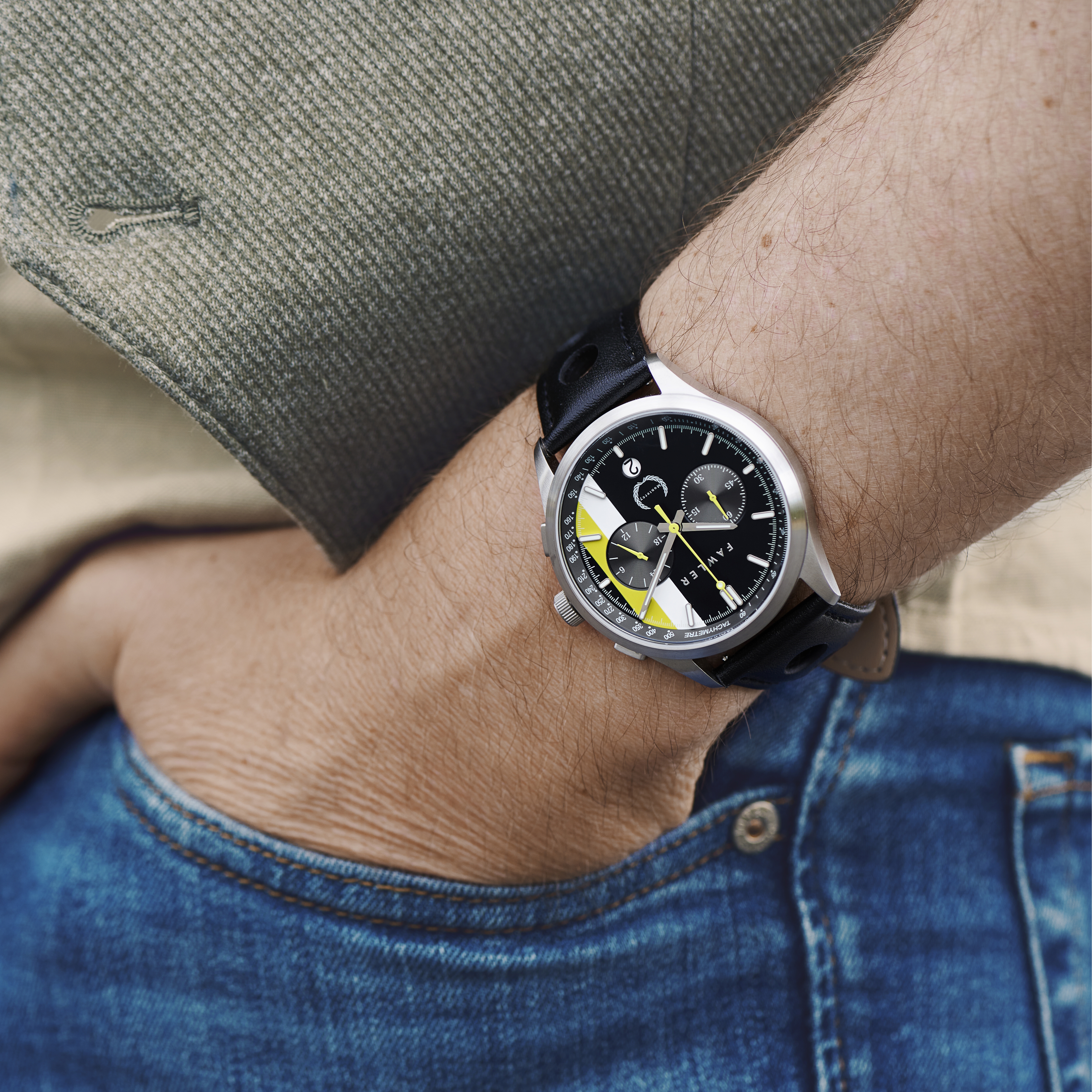 Monterey |  Montre de course blanche et jaune - 4