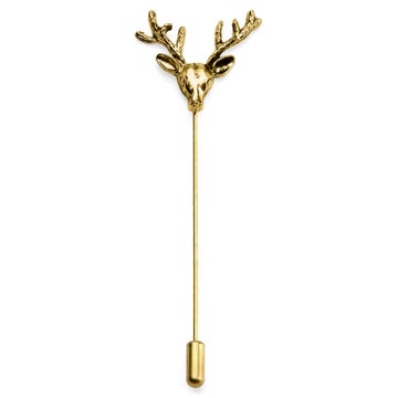 Gold-Tone Stag Lapel Pin