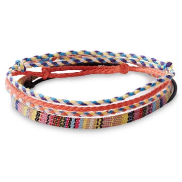 Orange Multicolored Textile Surfer Bracelet Orange Multicolored Textile Surfer Bracelet