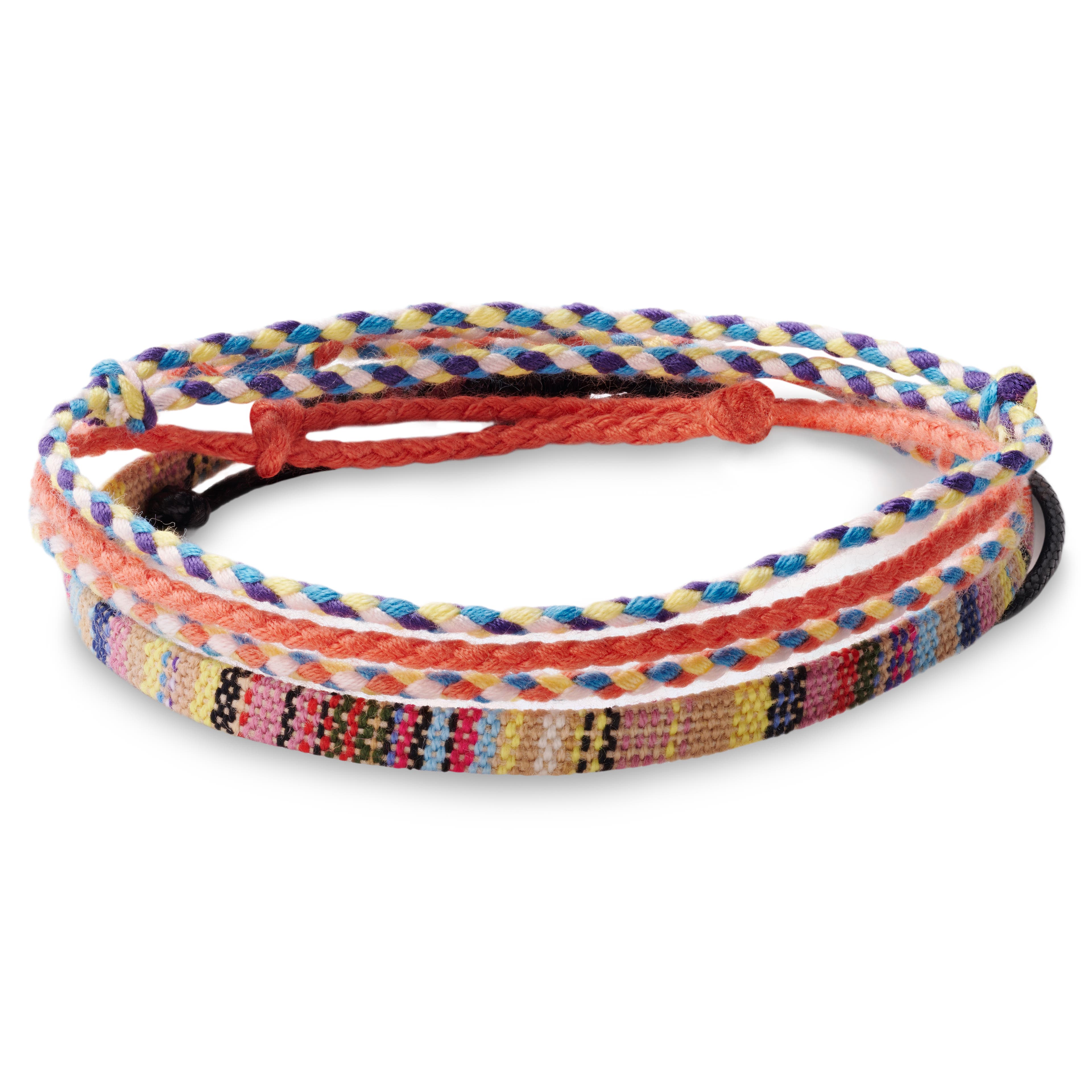 Bracelet Surfeur en Tissu Orange Multicolore Bracelet Surfeur en Tissu Orange Multicolore
