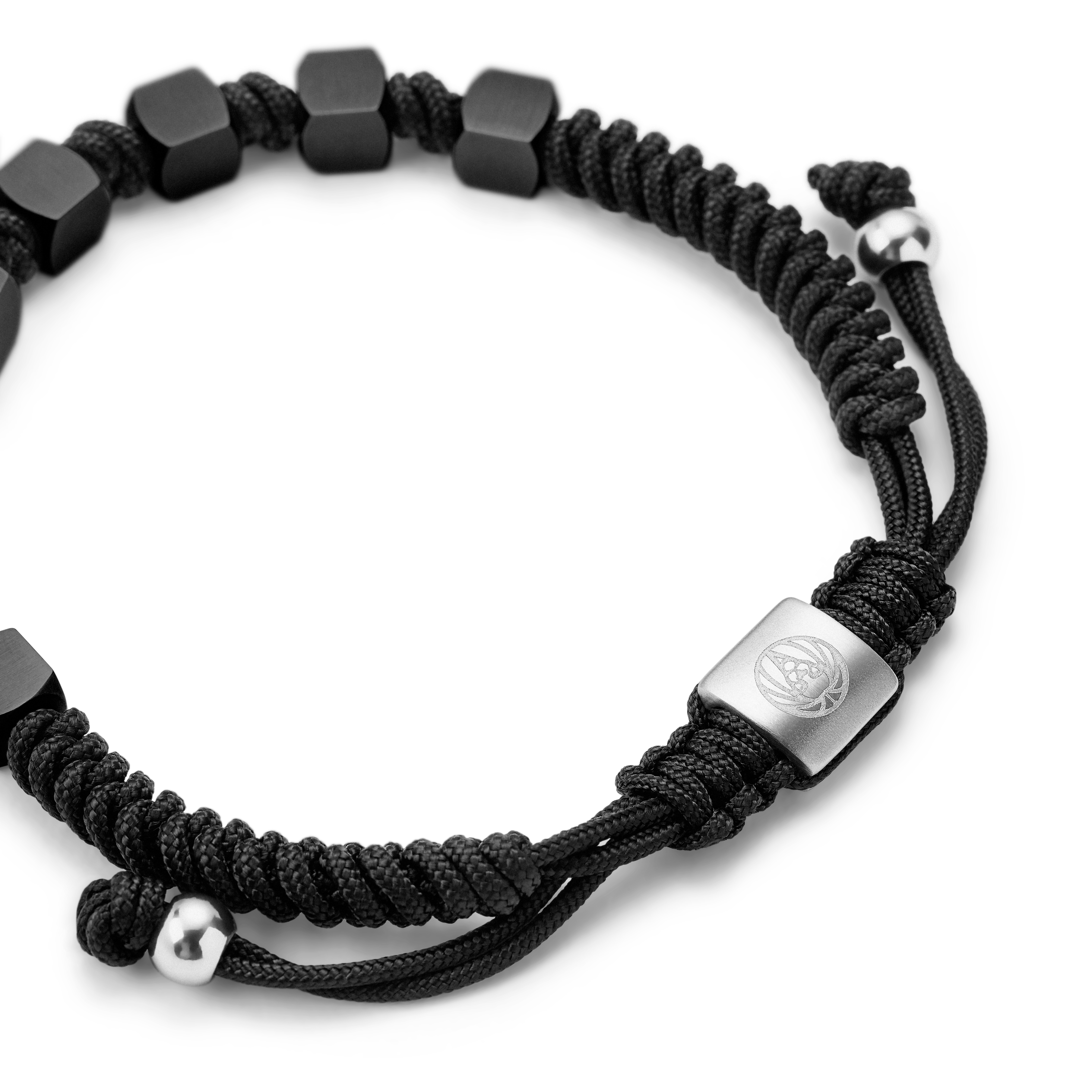 Zwarte armband met vierkante kralen van chirurgisch staal - 3