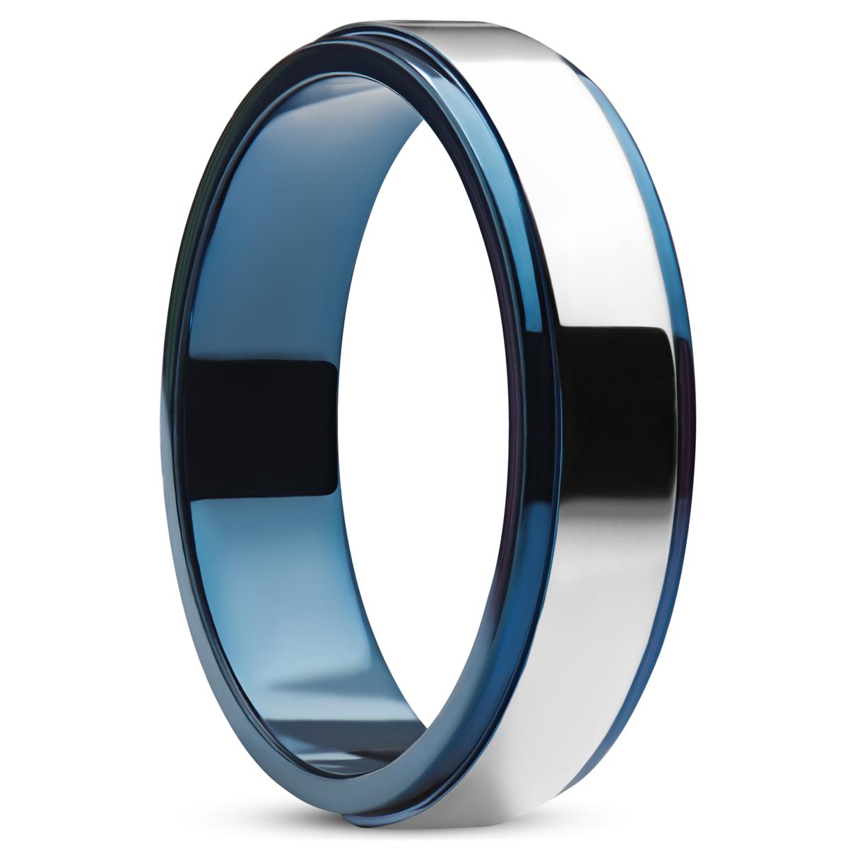 Steps Rings Closing Ferrum | 6 mm Polished Blue & Silver-Tone Stainless Steel Step Ring ...