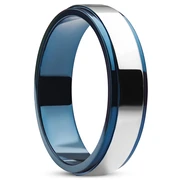 Ferrum | 6 mm Sølvtonet & Blå Ring Polert Rustfritt Stål Ferrum | 6 mm Sølvtonet & Blå Ring Polert Rustfritt Stål