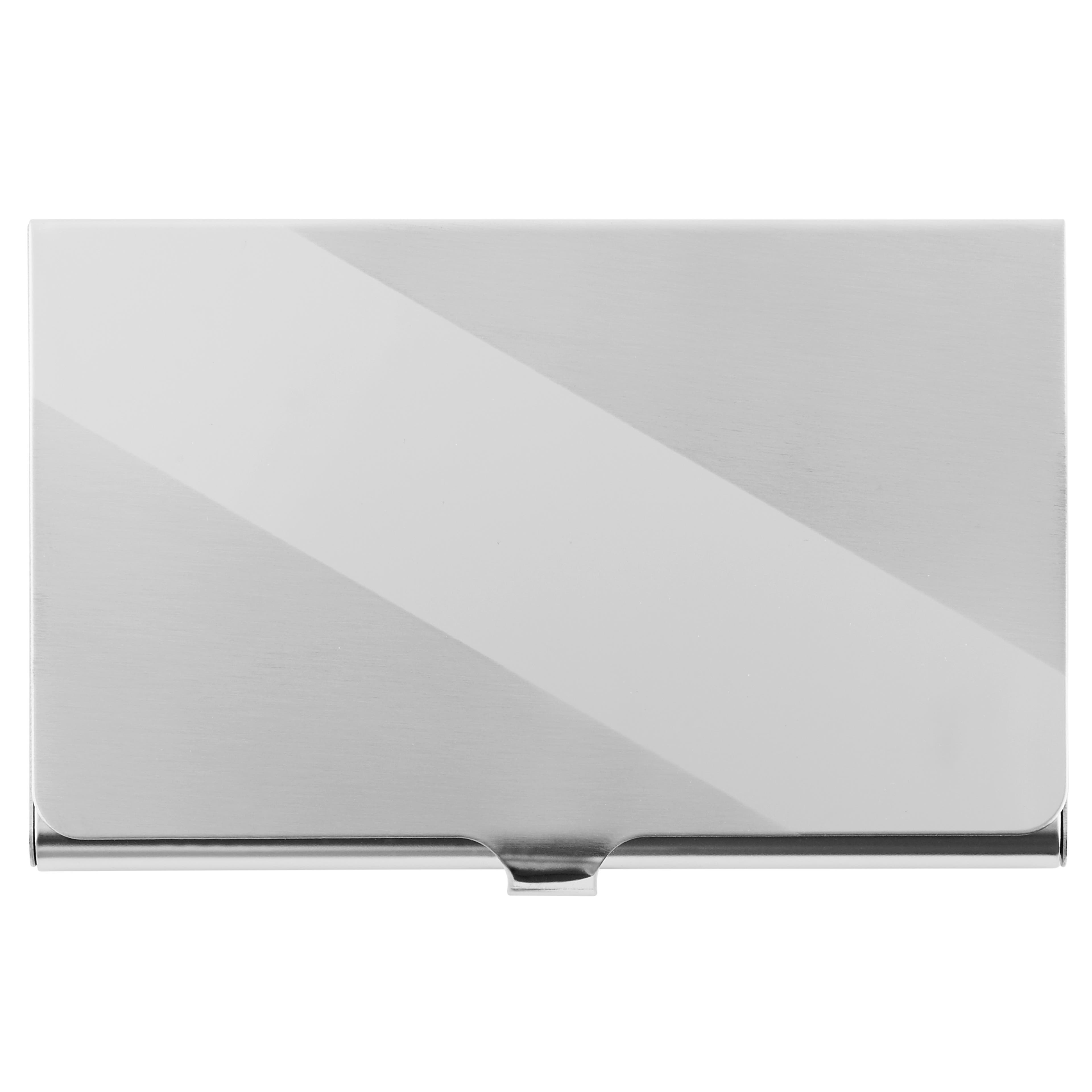 Kompakt kéttónusú ezüstszínű acél kártyatartó - 1