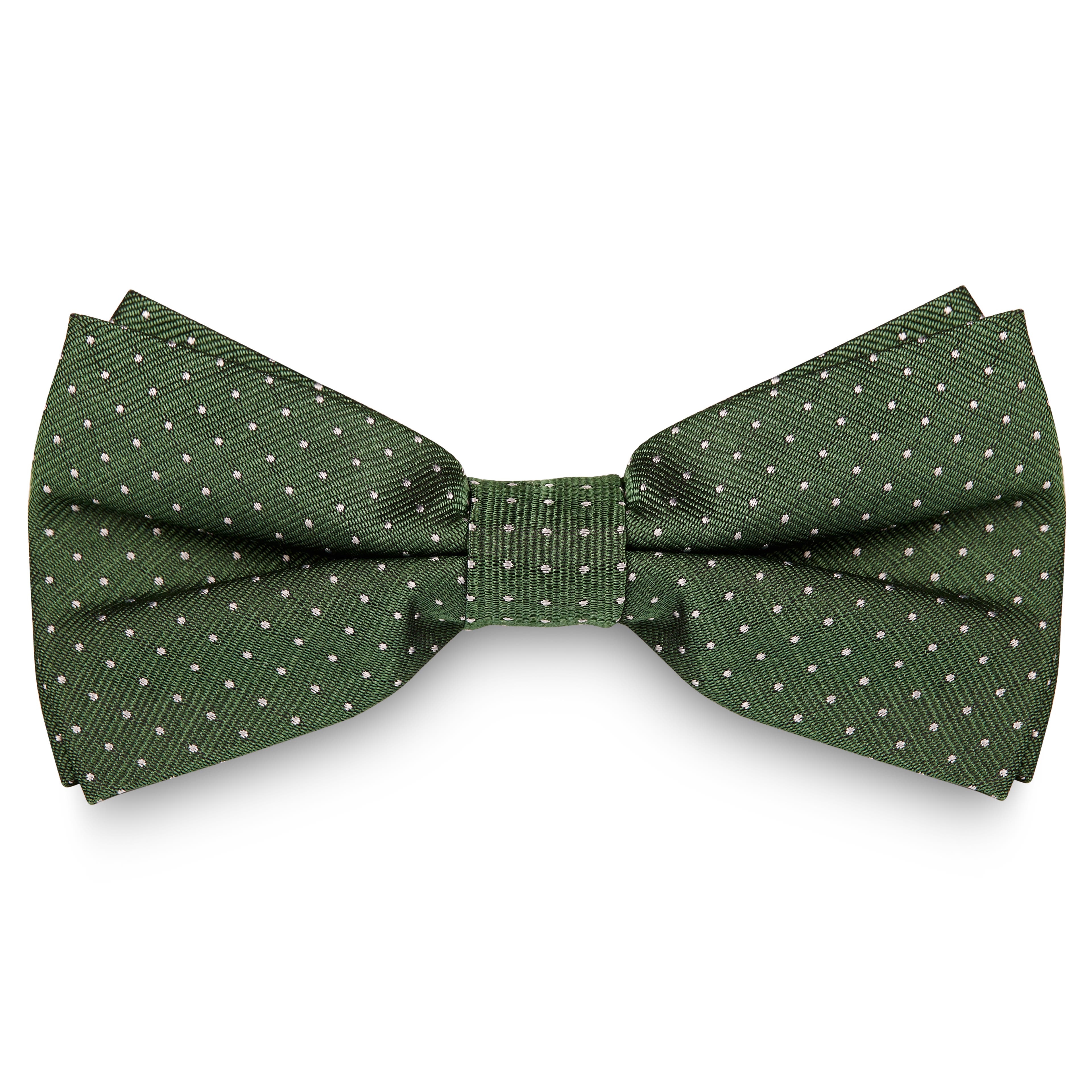 Forest Green Polka Dot Silk Pre-Tied Bow Tie
