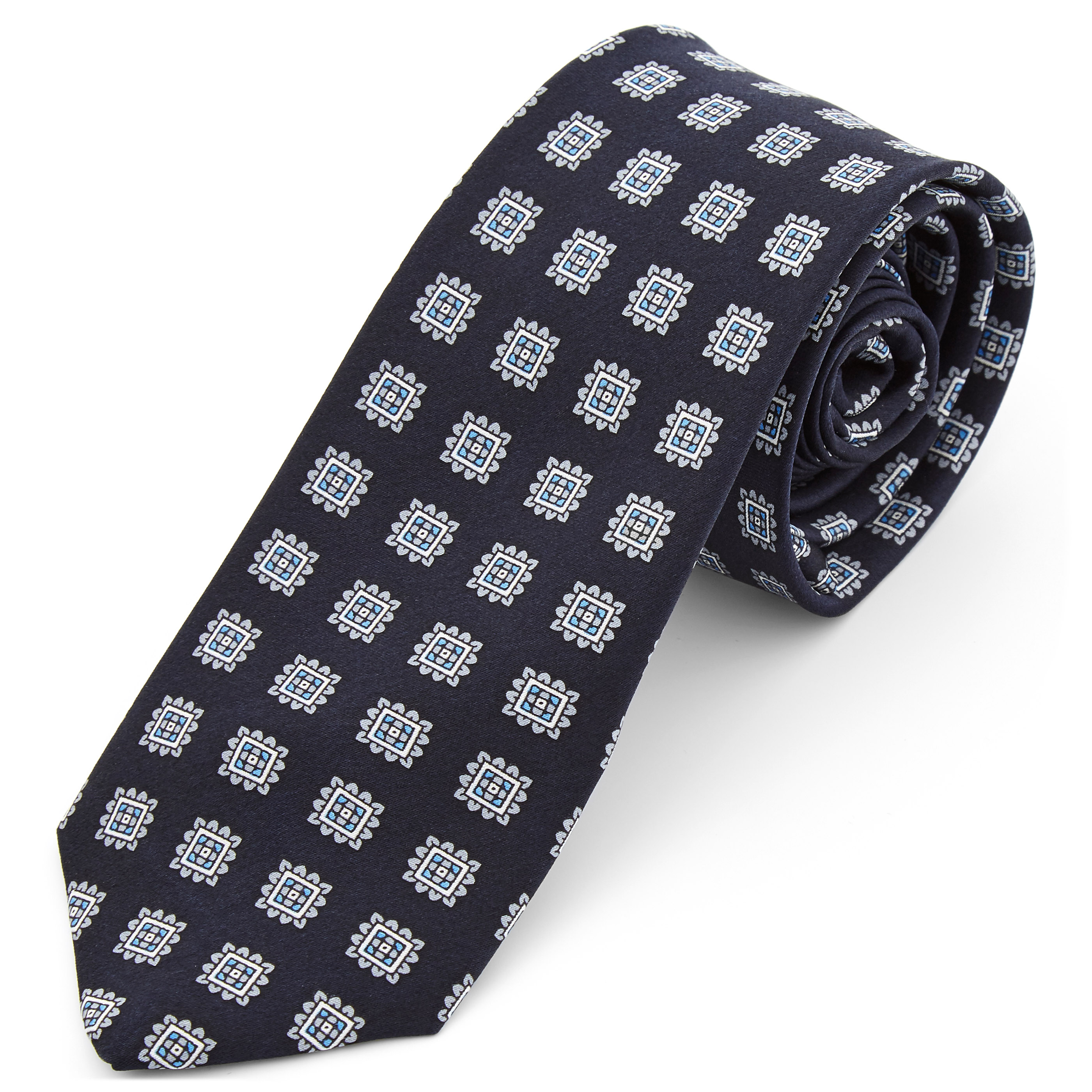 Navy & Light Blue Geometric Silk Tie | In stock! | Tailor Toki