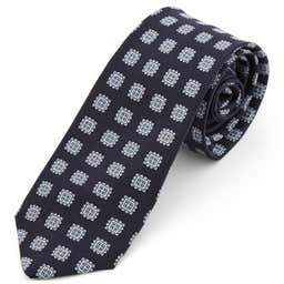 Navy Geometric Silk Tie