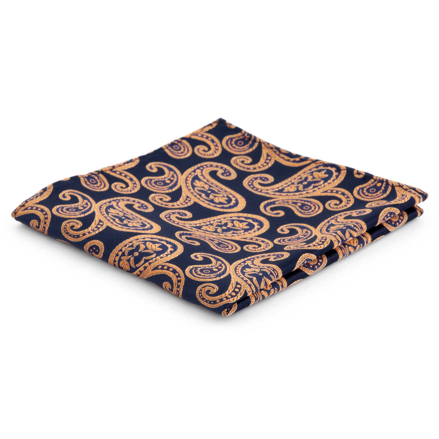Navy & Orange Paisley Pattern Pocket Square Navy & Orange Paisley Pattern Pocket Square
