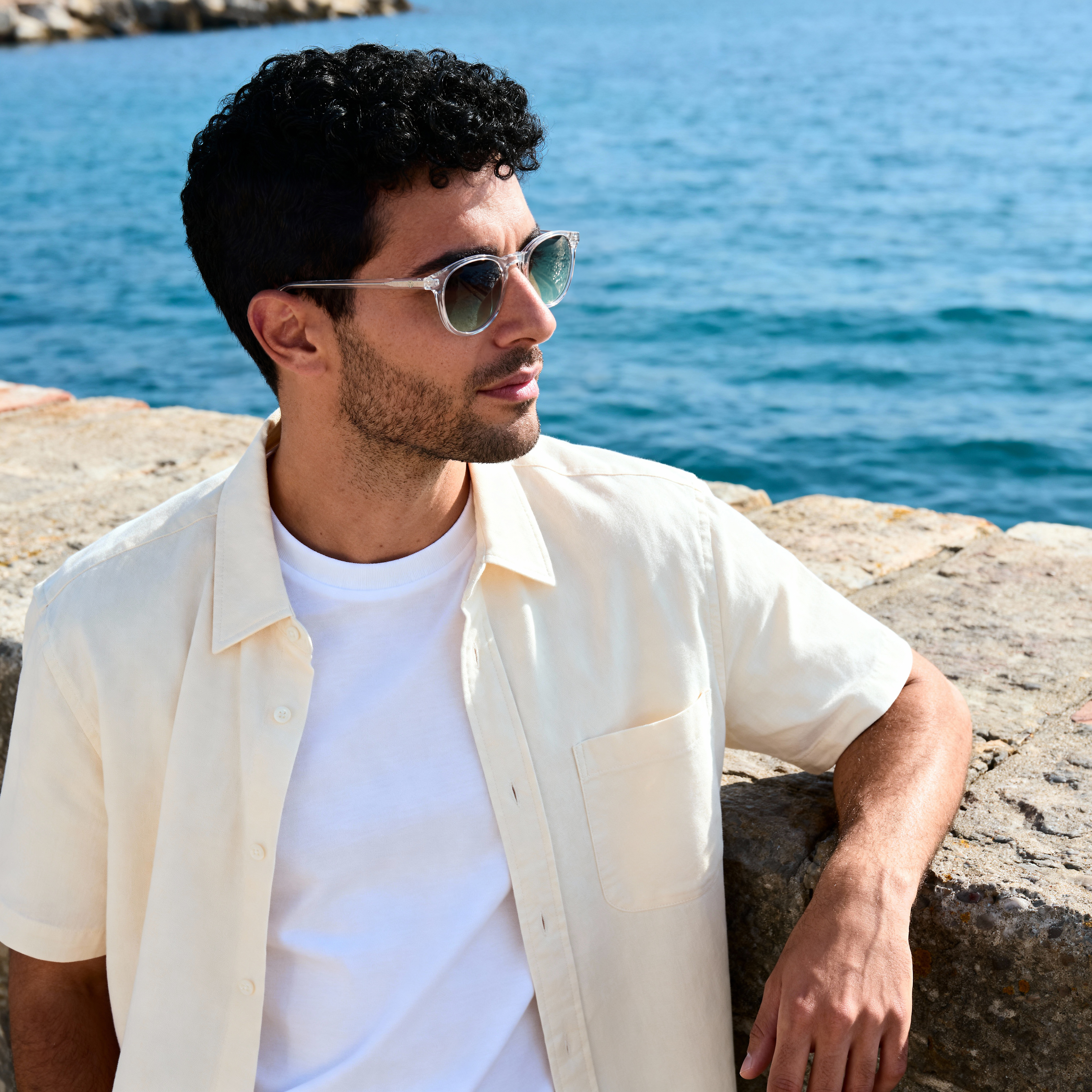 Runda Kristallgröna Hornbågade Depp-solglasögon - 2