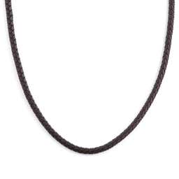Collar de cuero trenzado marrón 5 mm