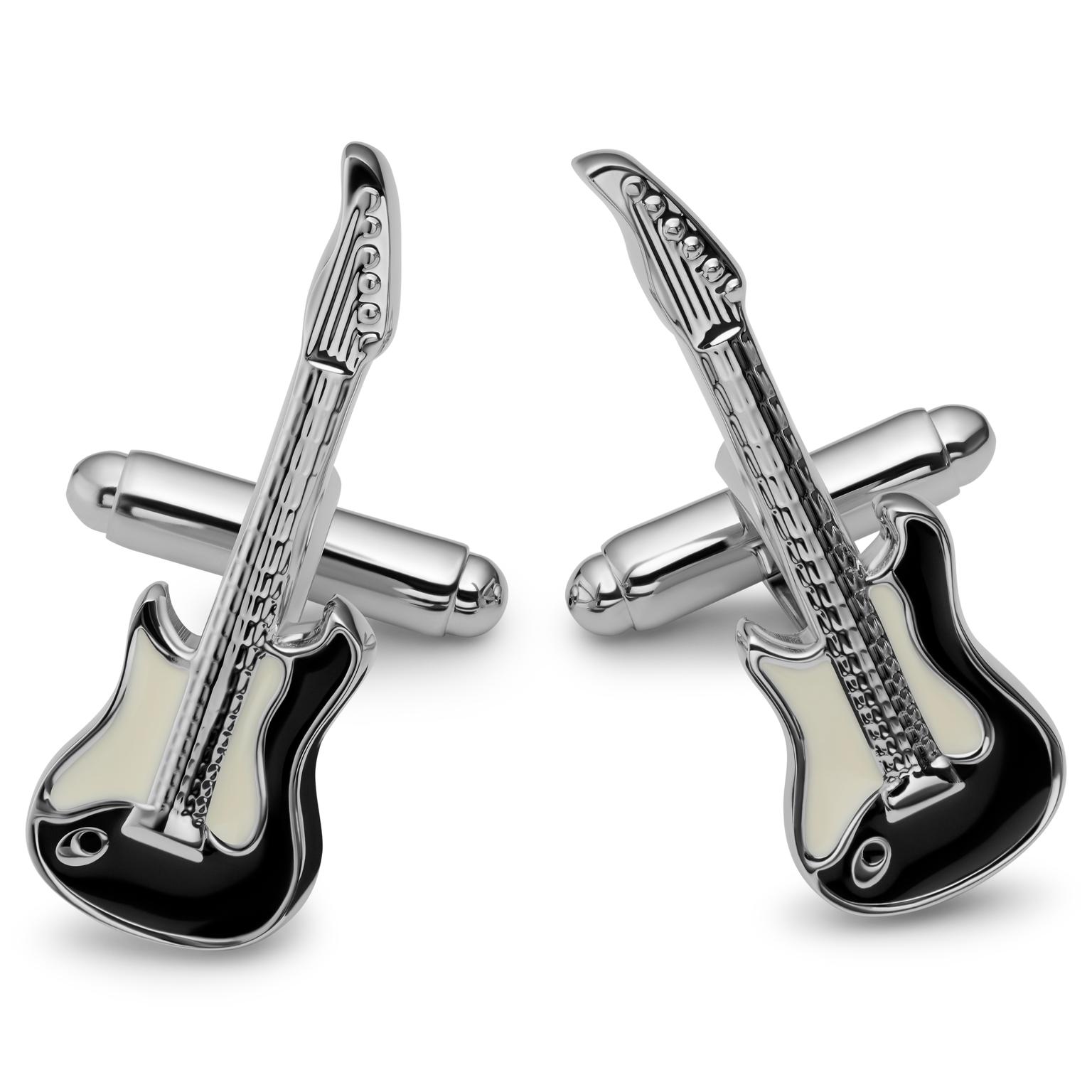 Kleos | Silver-tone and Black Guitar Cufflinks Kleos | Silver-tone and Black Guitar Cufflinks