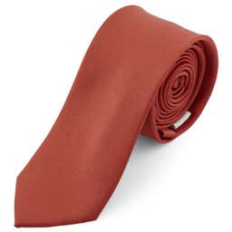Krawat w kolorze terakoty 6 cm Basic