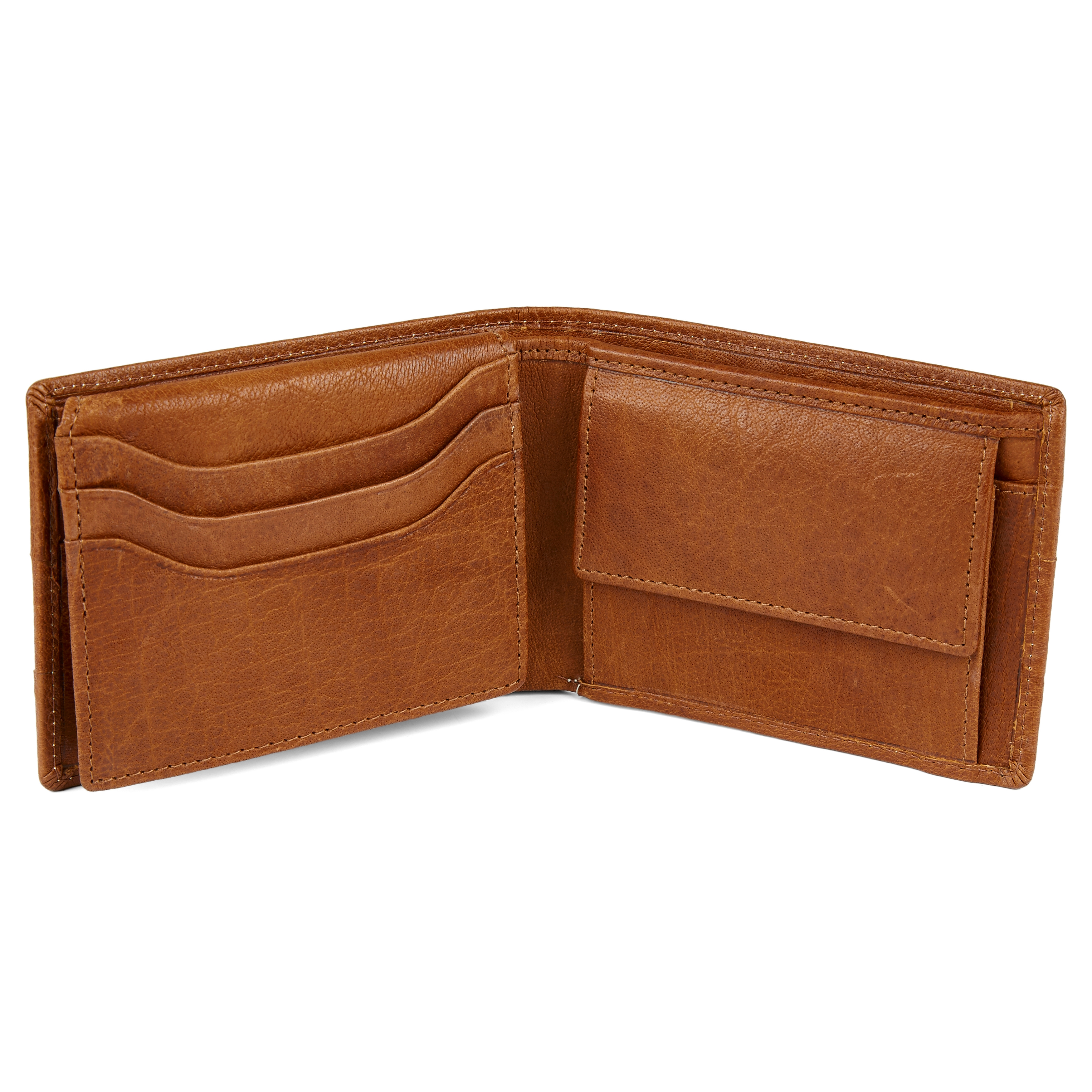 Jasnobrązowy skórzany plisowany portfel Oxford - 2