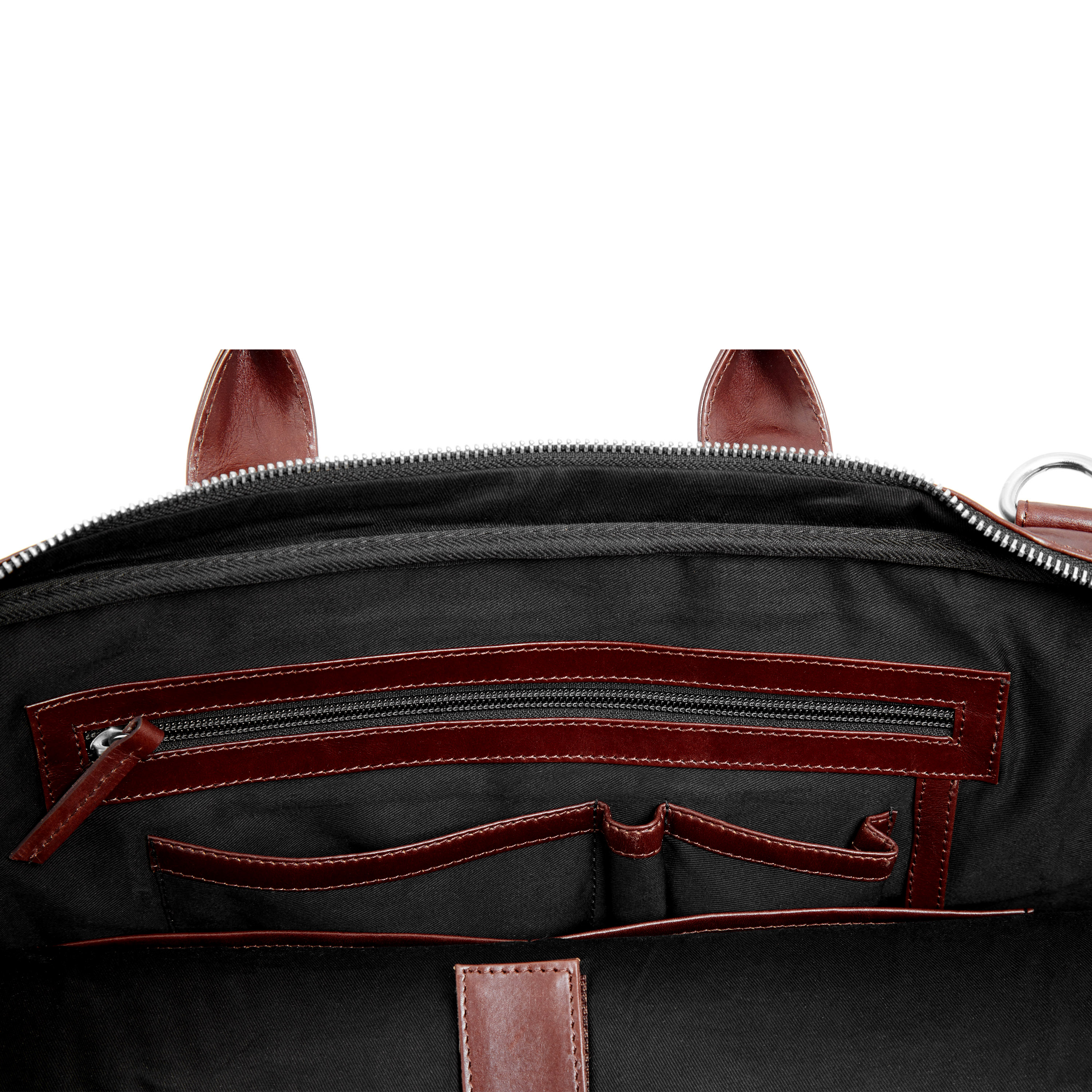 Sac pour ordinateur slim zippé en cuir marron Jasper  - 11