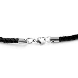 5mm Black Woven Leather necklace - 8 - gallery