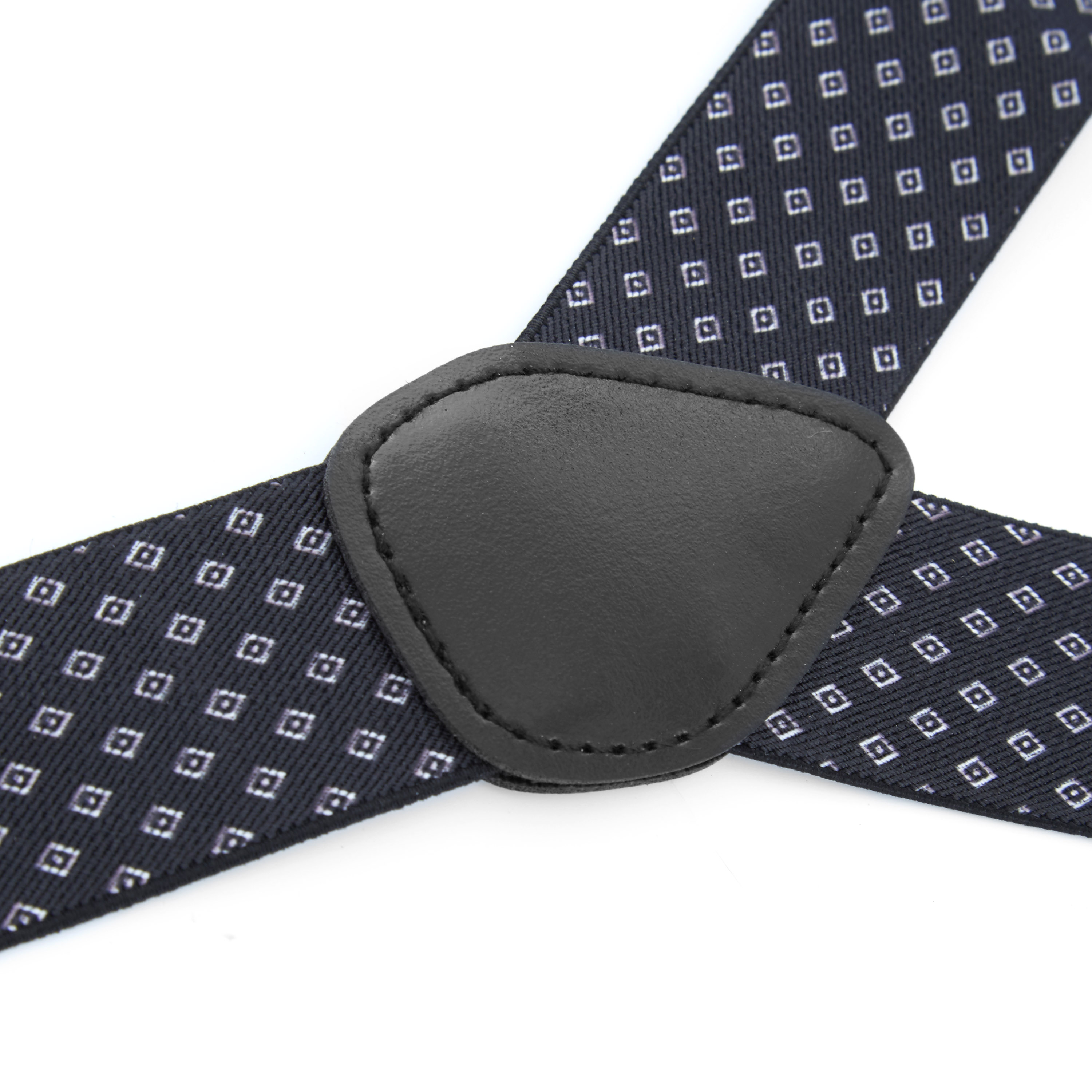Black With Small Diamond Pattern Suspenders - 3