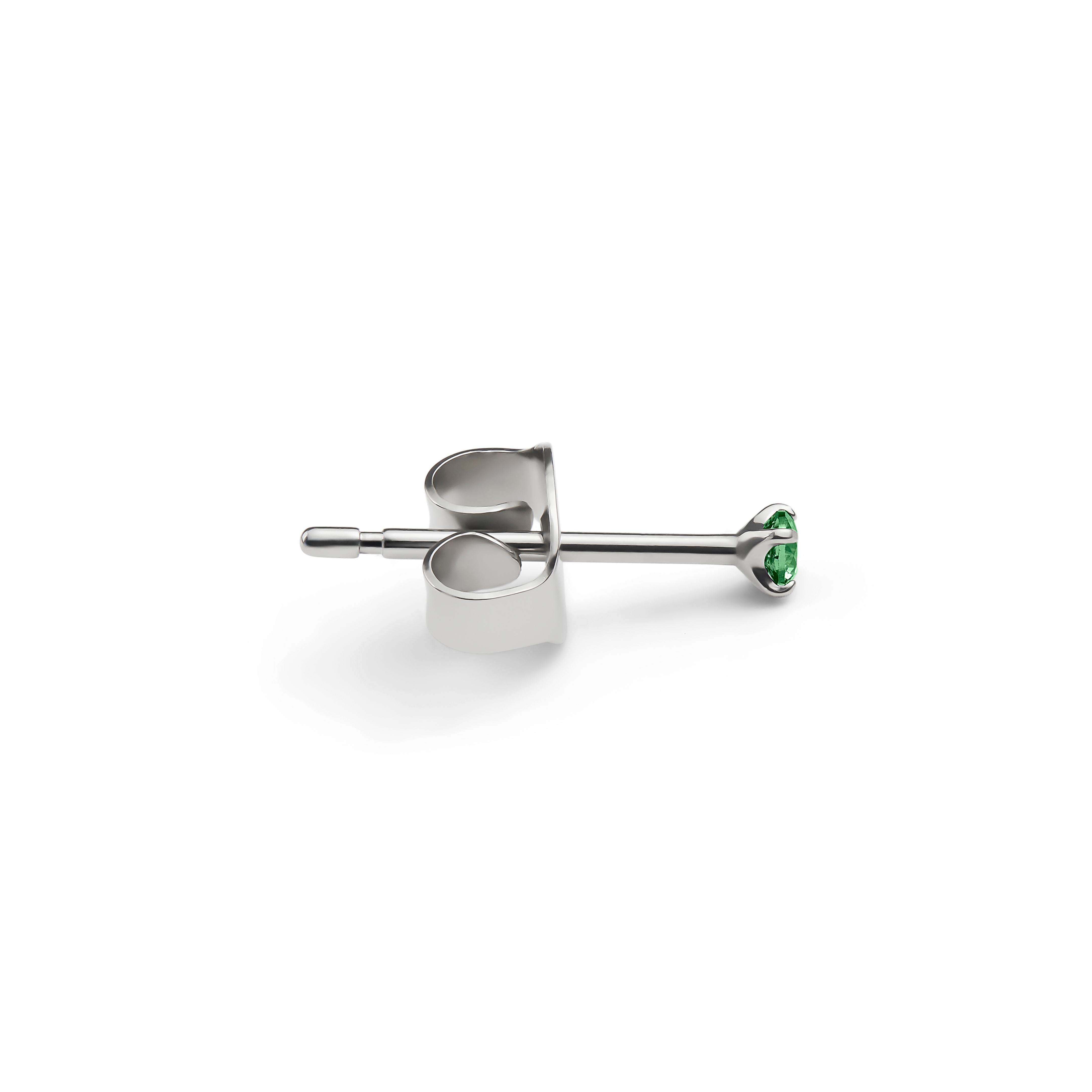 Aura | 2 mm pendiente de botón de titanio con circonita verde oscuro - 2