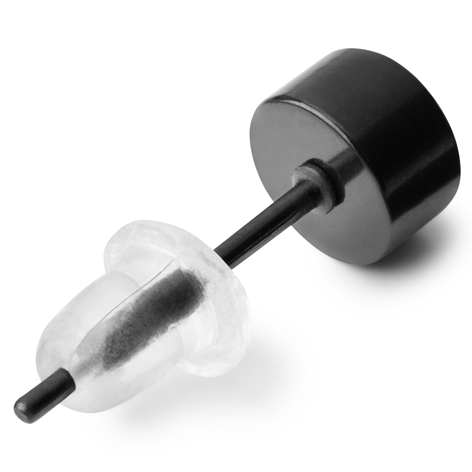 Runder Zirkonia Ohrstecker Schwarz 5 mm - 2