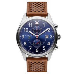 Fraser | Silver-tone and Blue Pilot’s Chronograph Watch