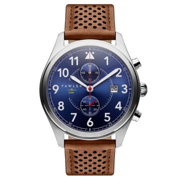 Fraser | Reloj cronógrafo de piloto plateado y azul Fraser | Reloj cronógrafo de piloto plateado y azul