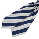 Silver & Navy Stripe Silk Cravat Silver & Navy Stripe Silk Cravat
