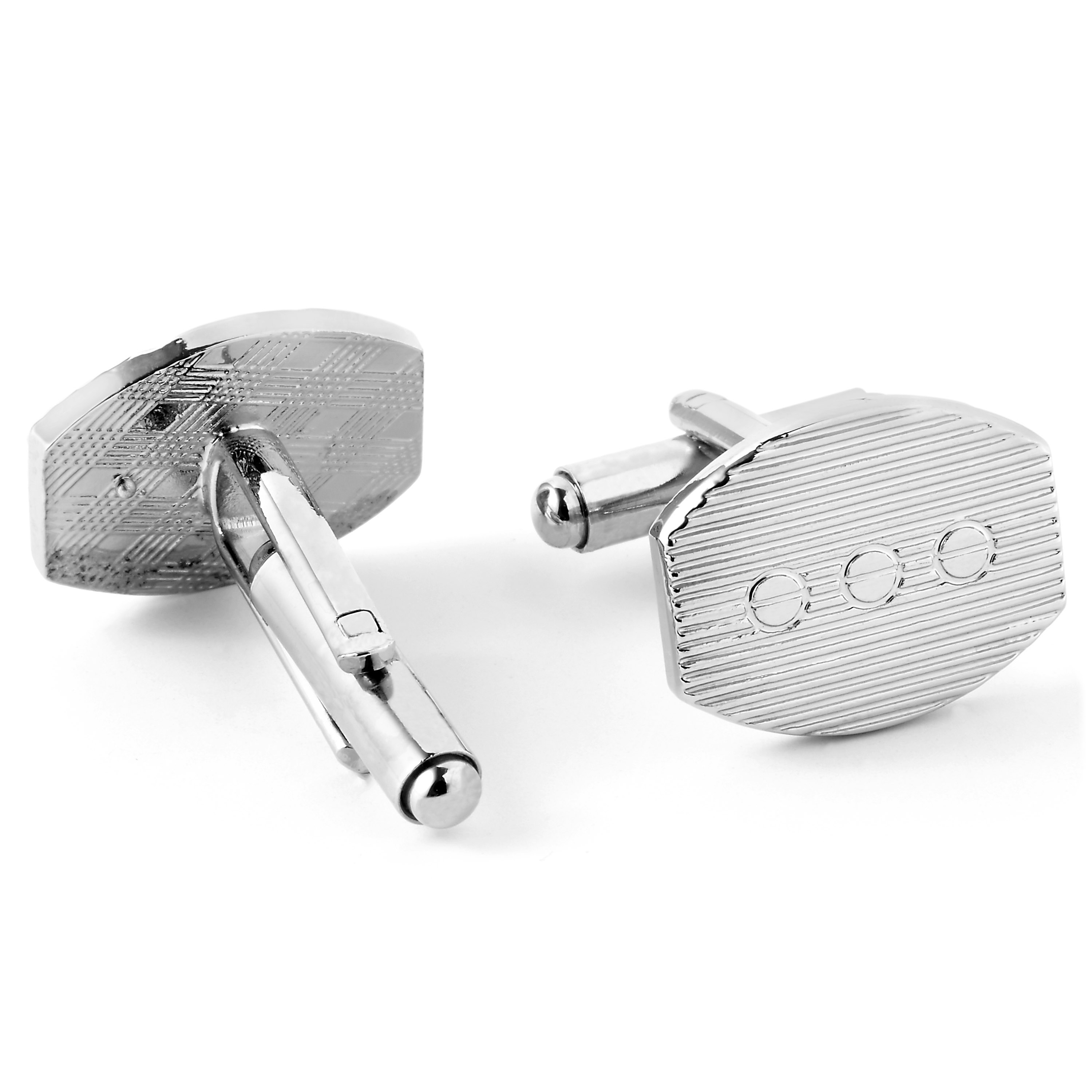 Futuristisches Silber Manschettenknöpfe Und Krawattenklammer Set - 3