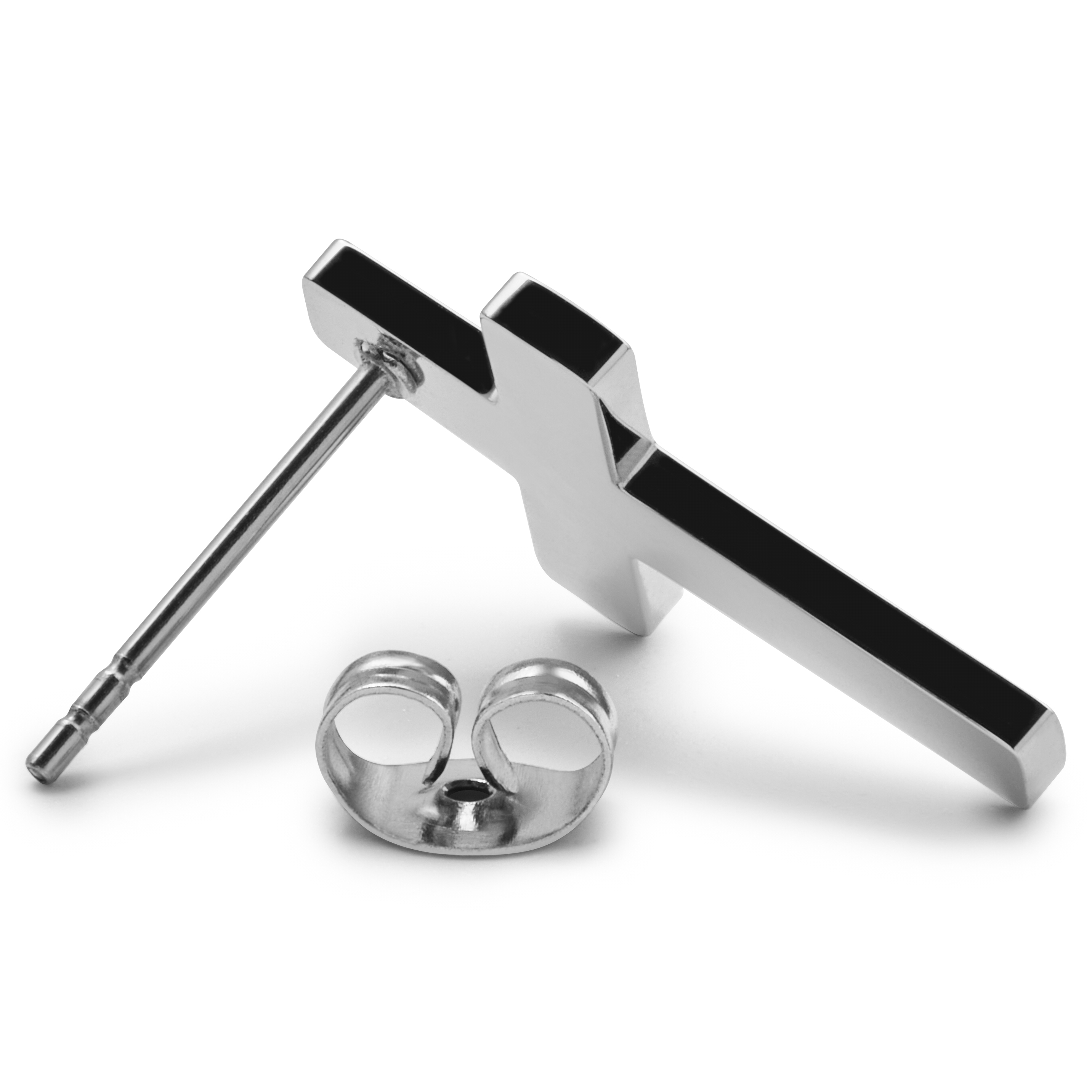 Náušnica Vasilios Ian v tvare krížika v striebornej farbe - 3