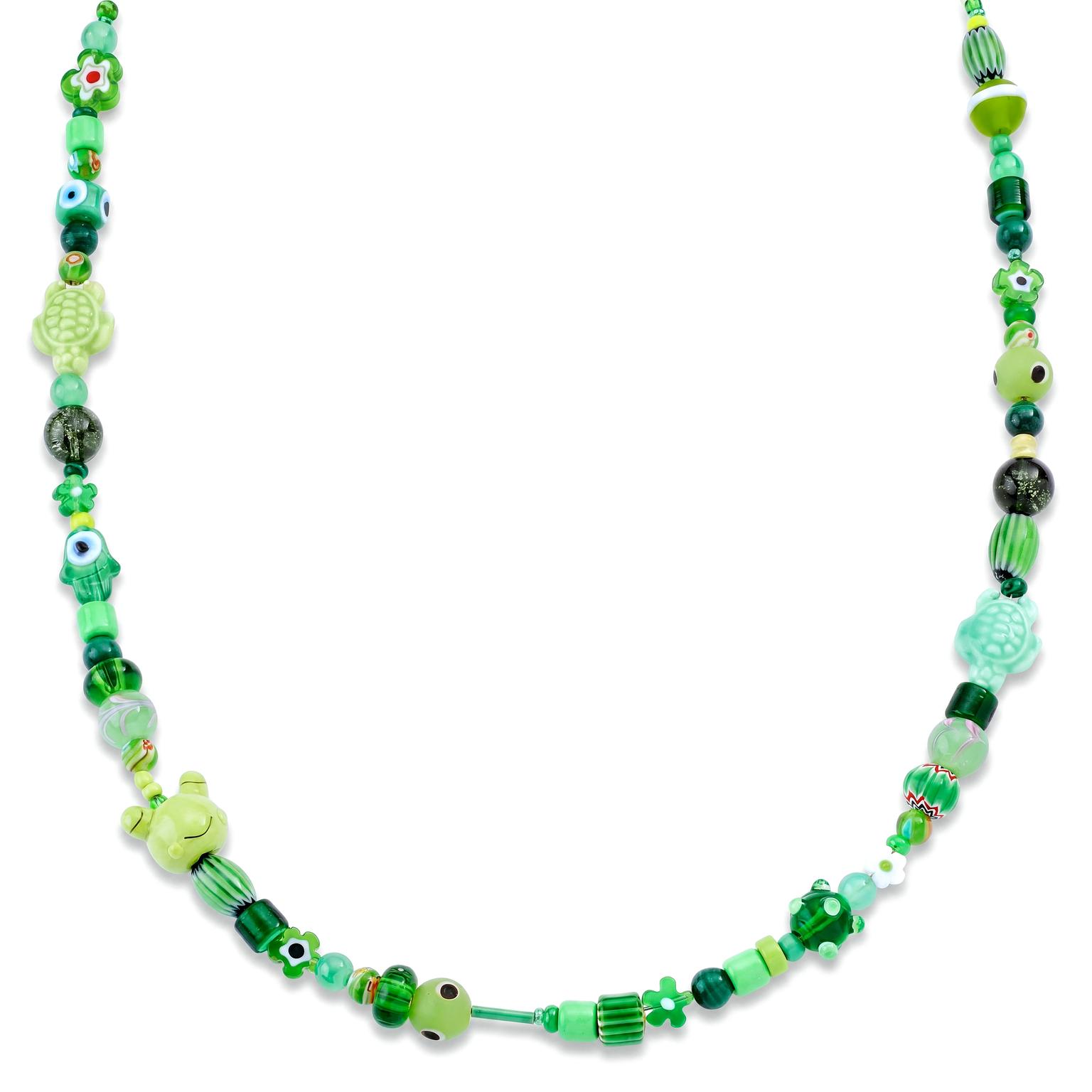 Pearlmania | Garden Party Green Glass Bead Necklace Pearlmania | Garden Party Green Glass Bead Necklace