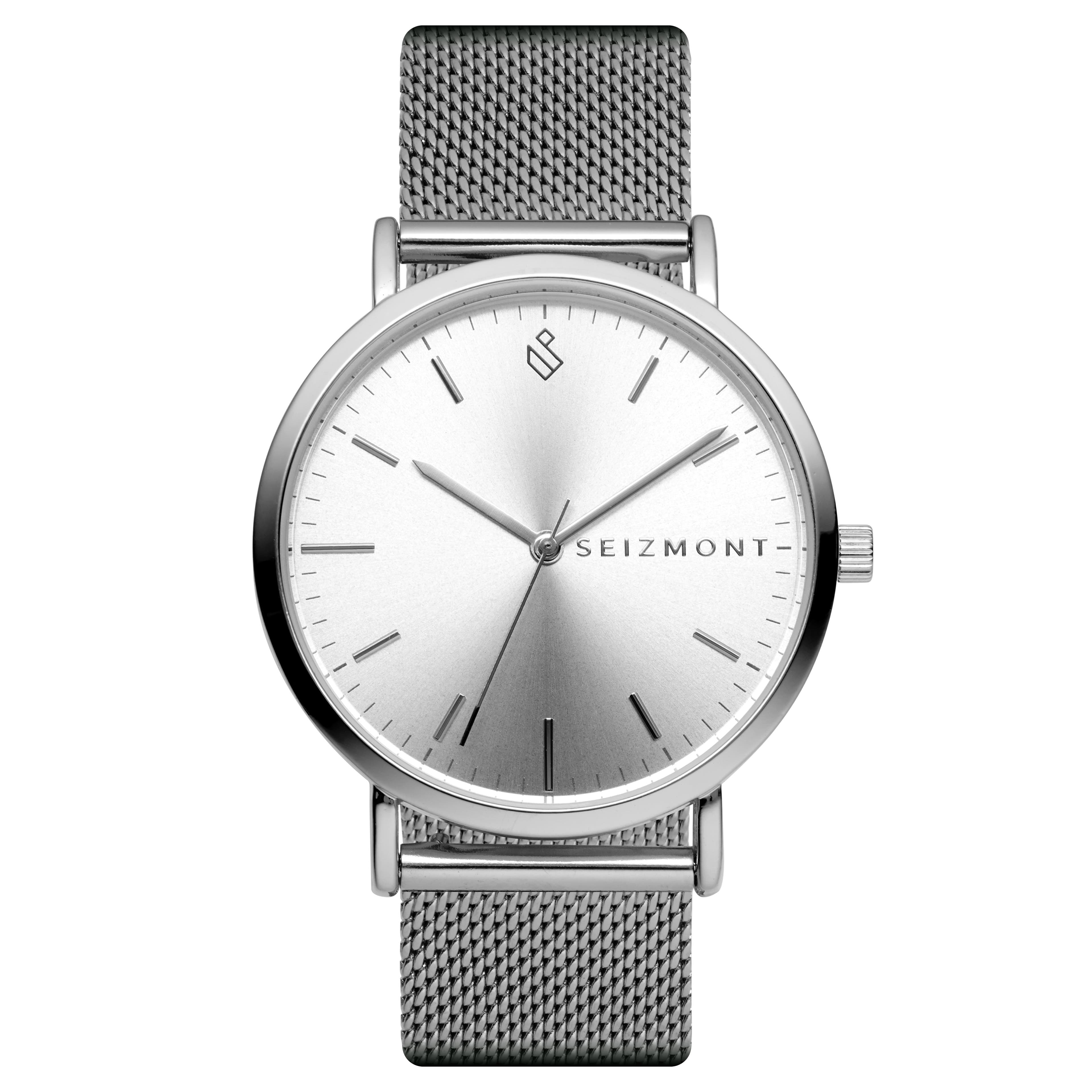 Moment | Silver-Tone Minimalist Dress Watch With White Dial