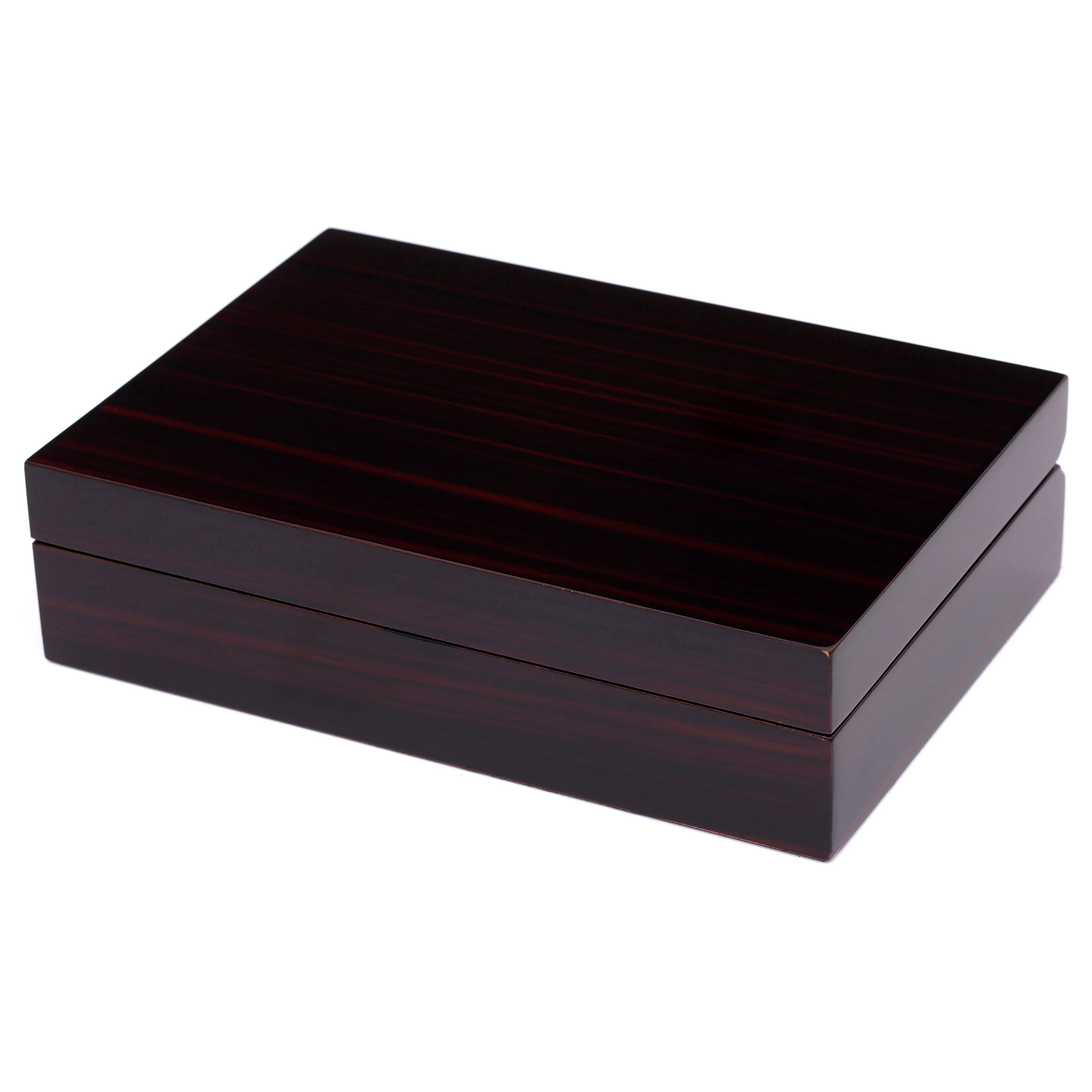 Черно-червена дървена кутия за копчета за ръкавели