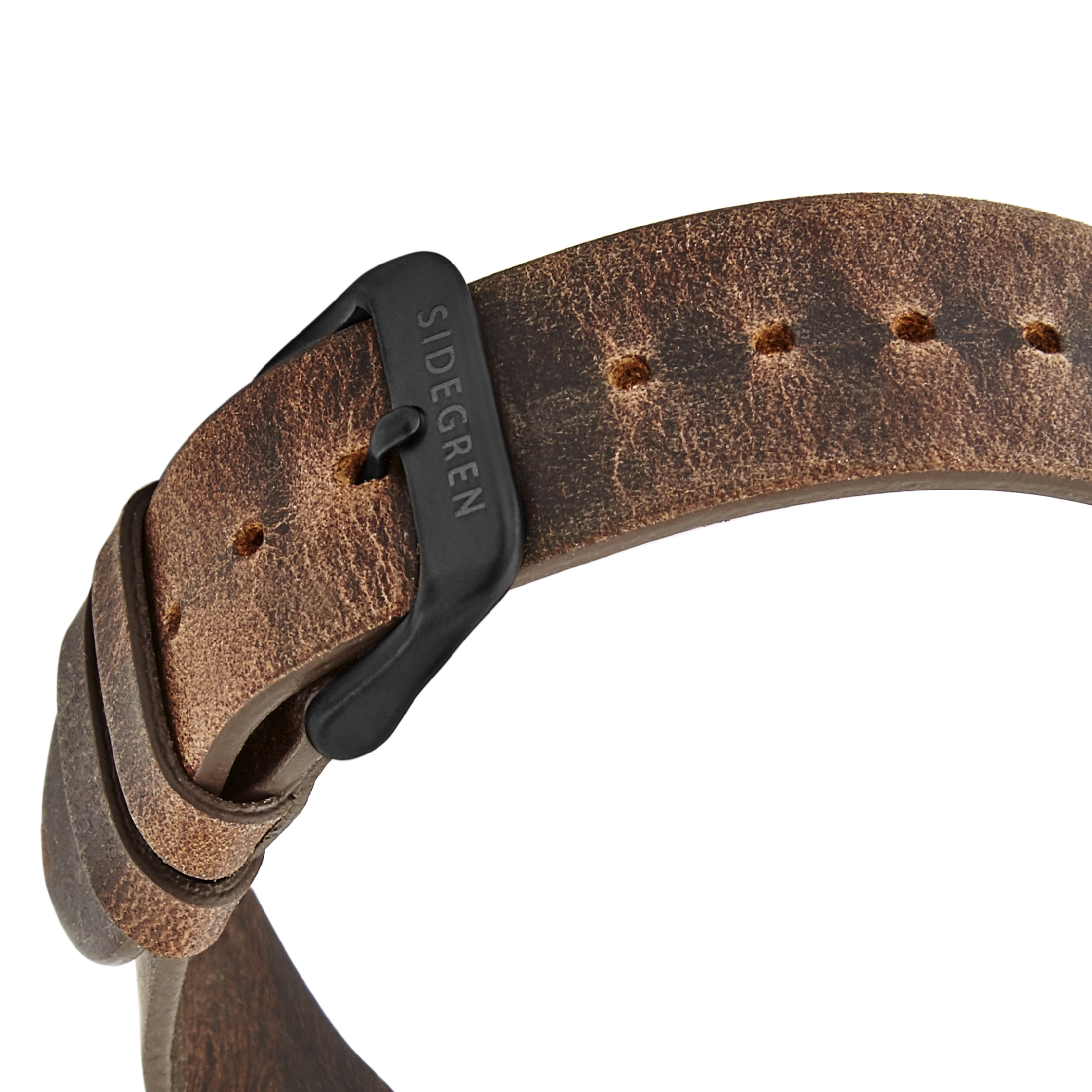 Revil | Black Chronograph Watch With Black Dial & Chocolate Brown Leather Strap - 5