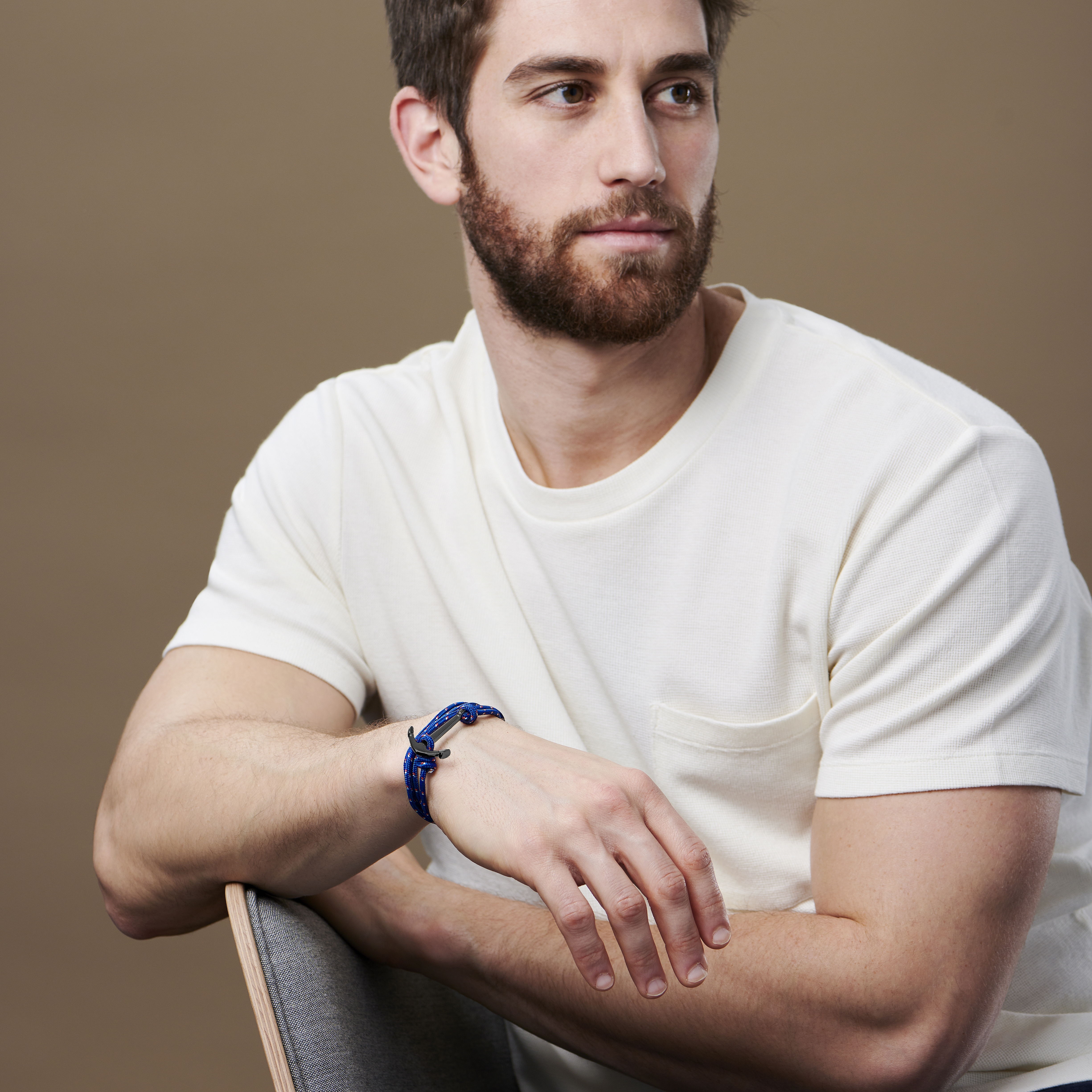 Bracelet L'ancre noire à cordon bleu clair  - 5