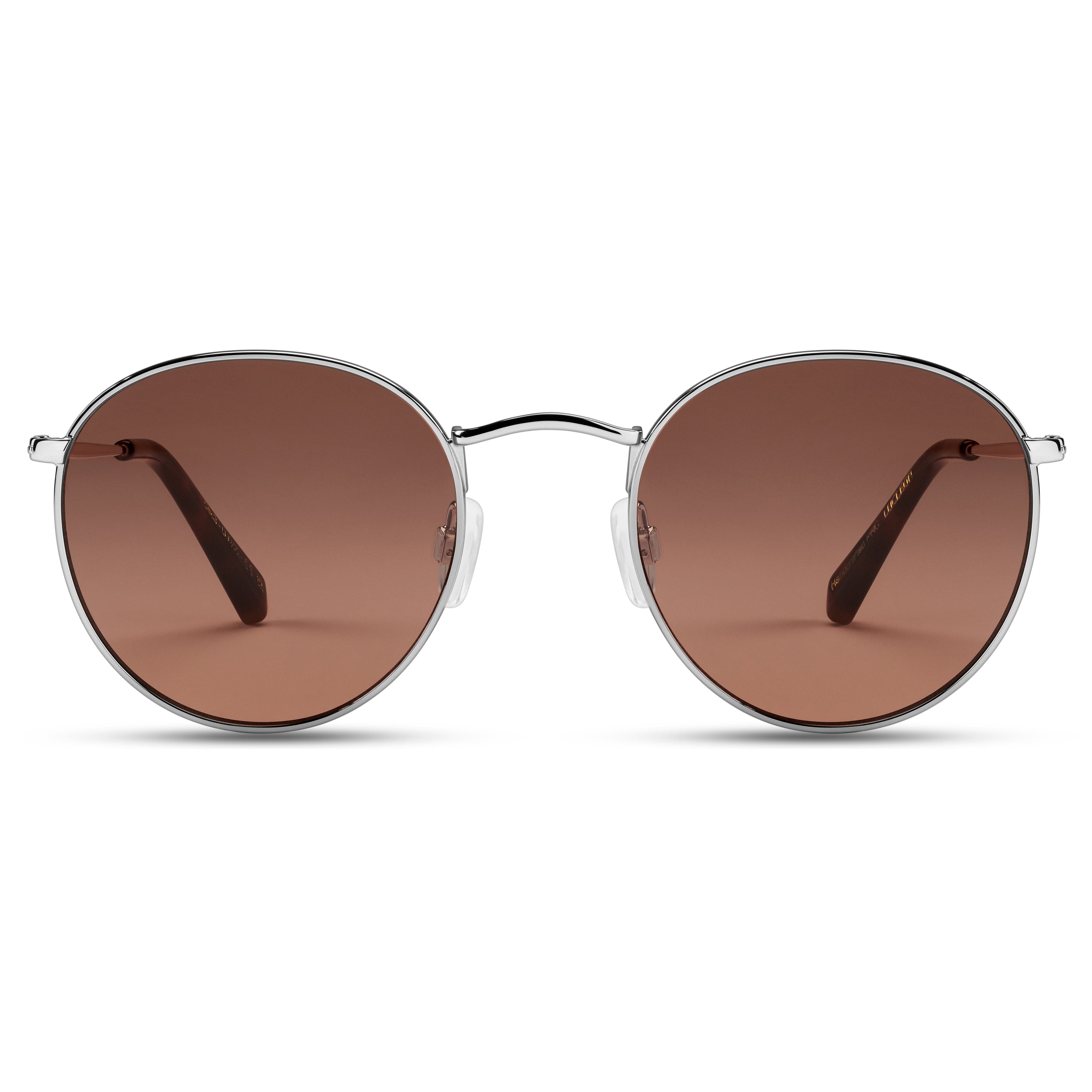 Okrągłe srebrzyste okulary przeciwsłoneczne Lennonki