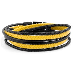 Fekete-sárga Roy bőr karkötő