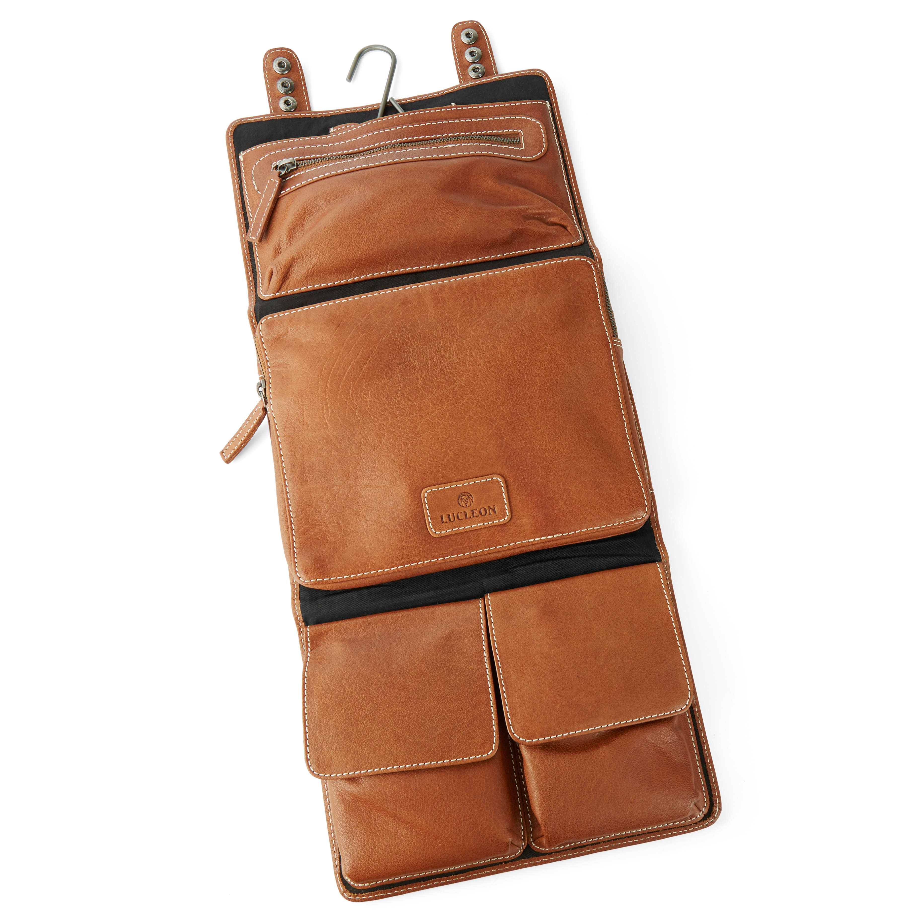 Kellanruskea Oxford-ripustettava toilettilaukku - 3