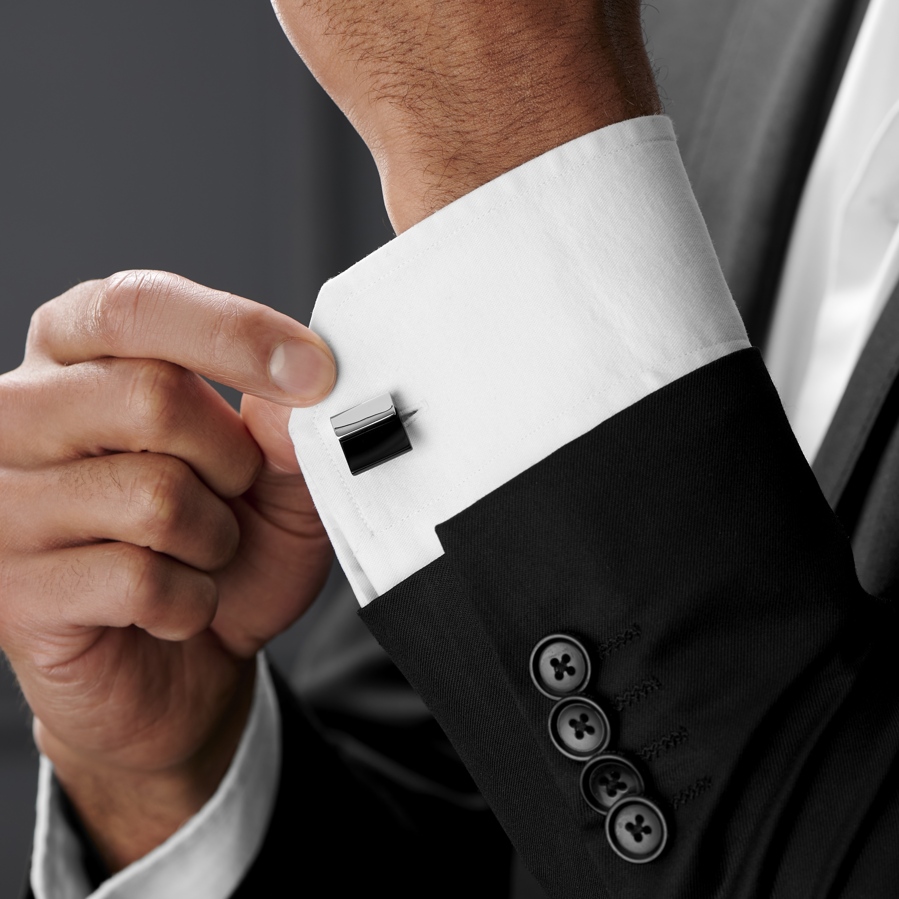 Boutons de manchette masculins noir et argenté - 2