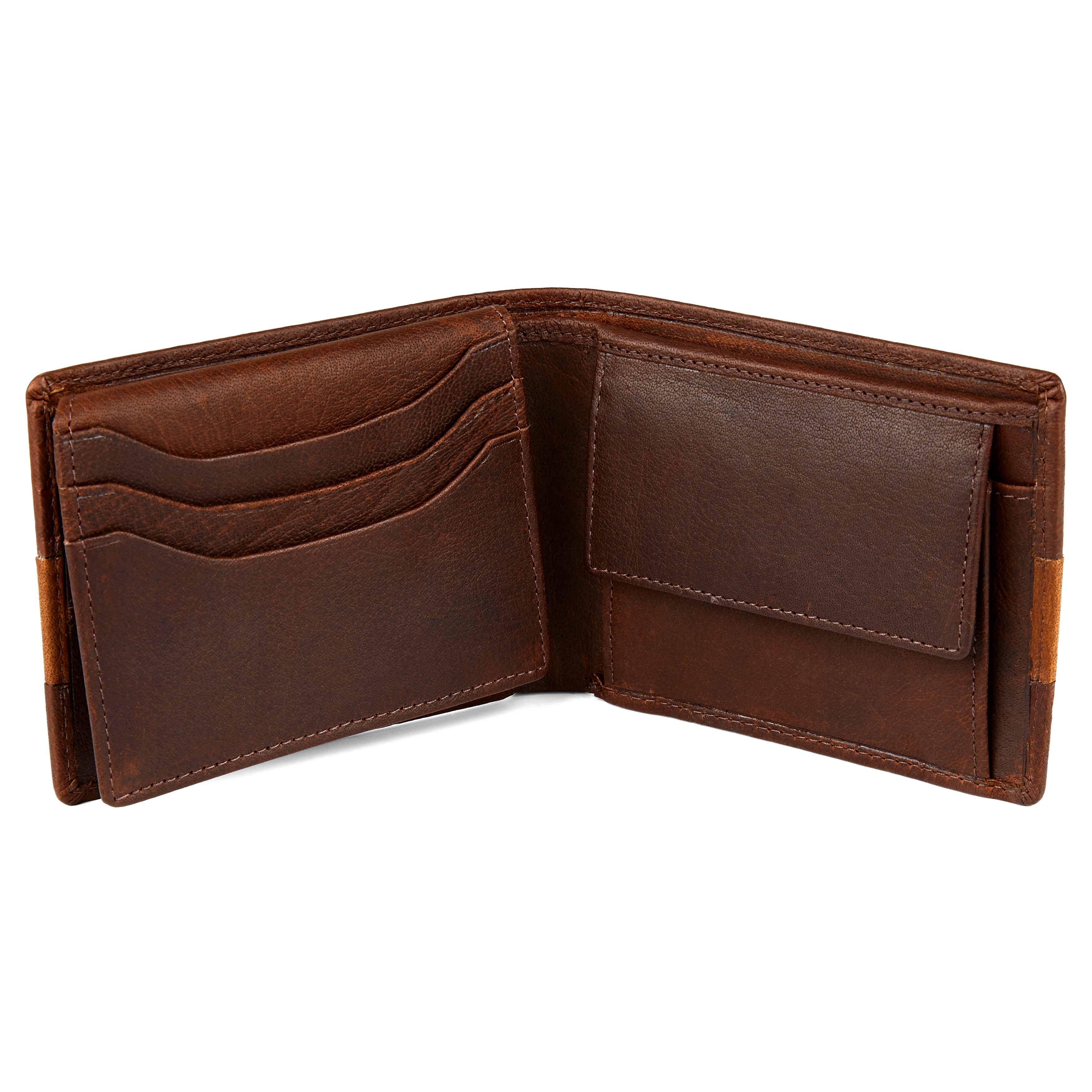 Brązowo-jasnobrązowy skórzany plisowany portfel Oxford - 2