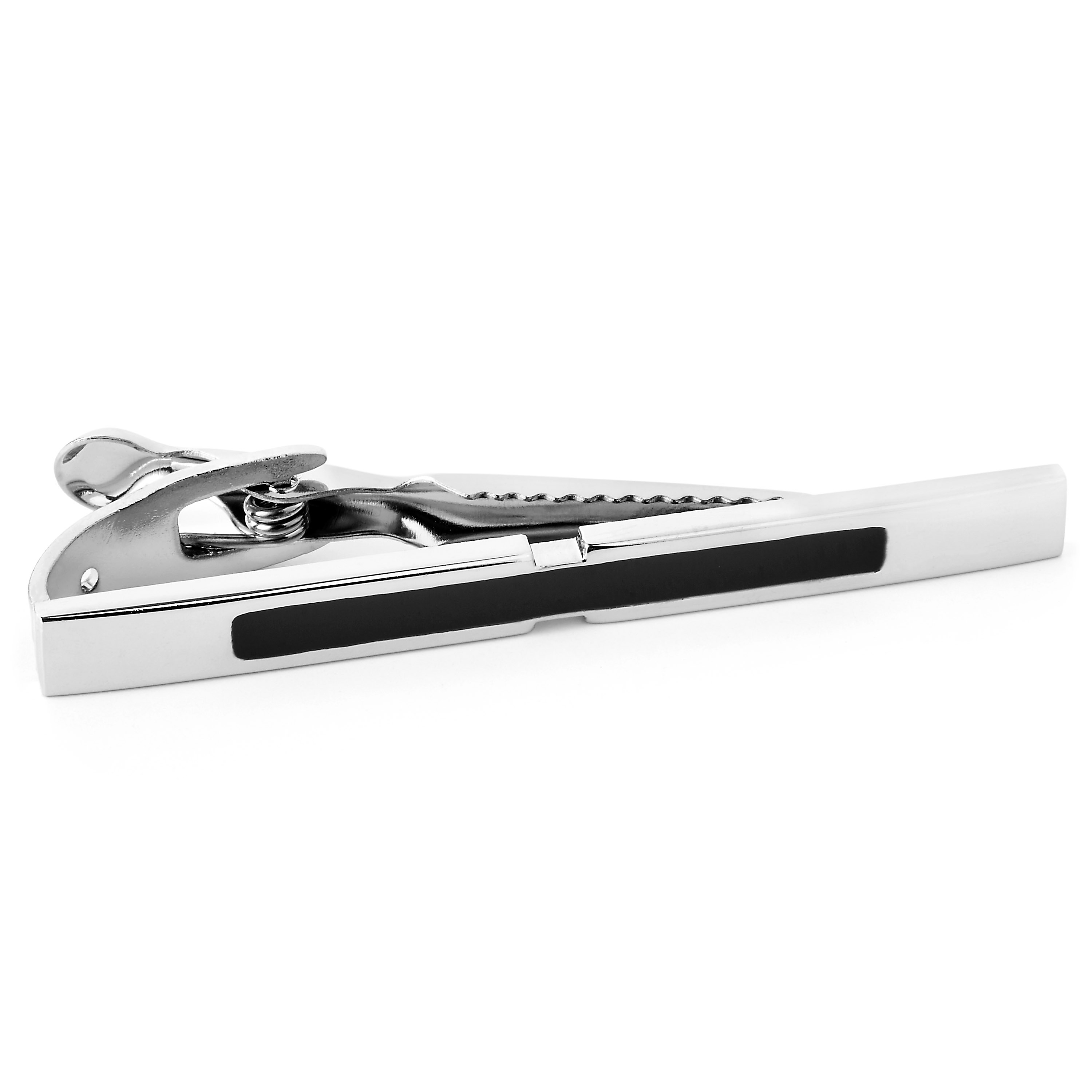 Silver-Tone Lining Tie Clip - 1
