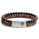 Rødt Tigerøye, Onyks og Vintage Lær Ikon Armbånd Rødt Tigerøye, Onyks og Vintage Lær Ikon Armbånd