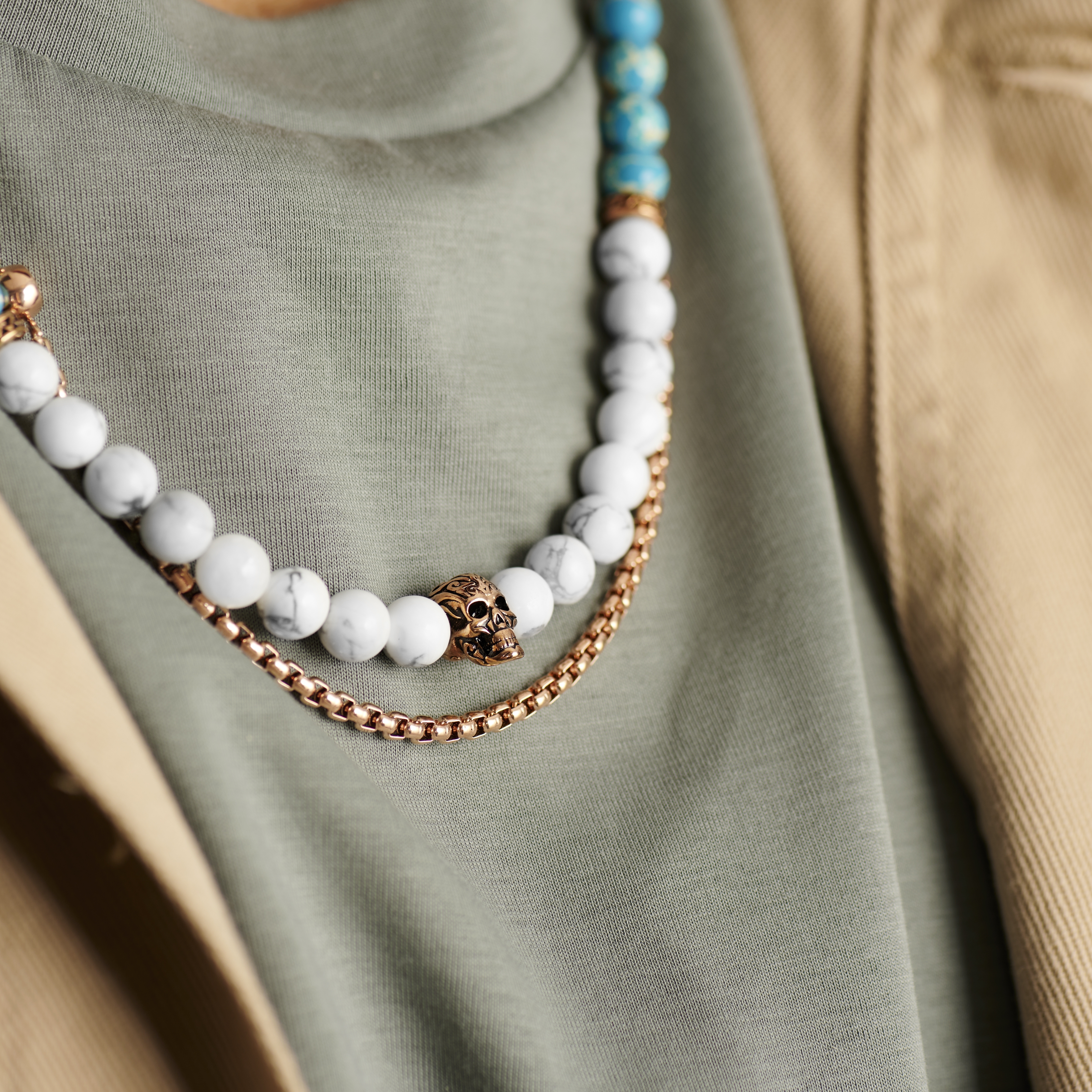 Rico imperiál jáspis és fehér türkiz nyaklánc szett - 3