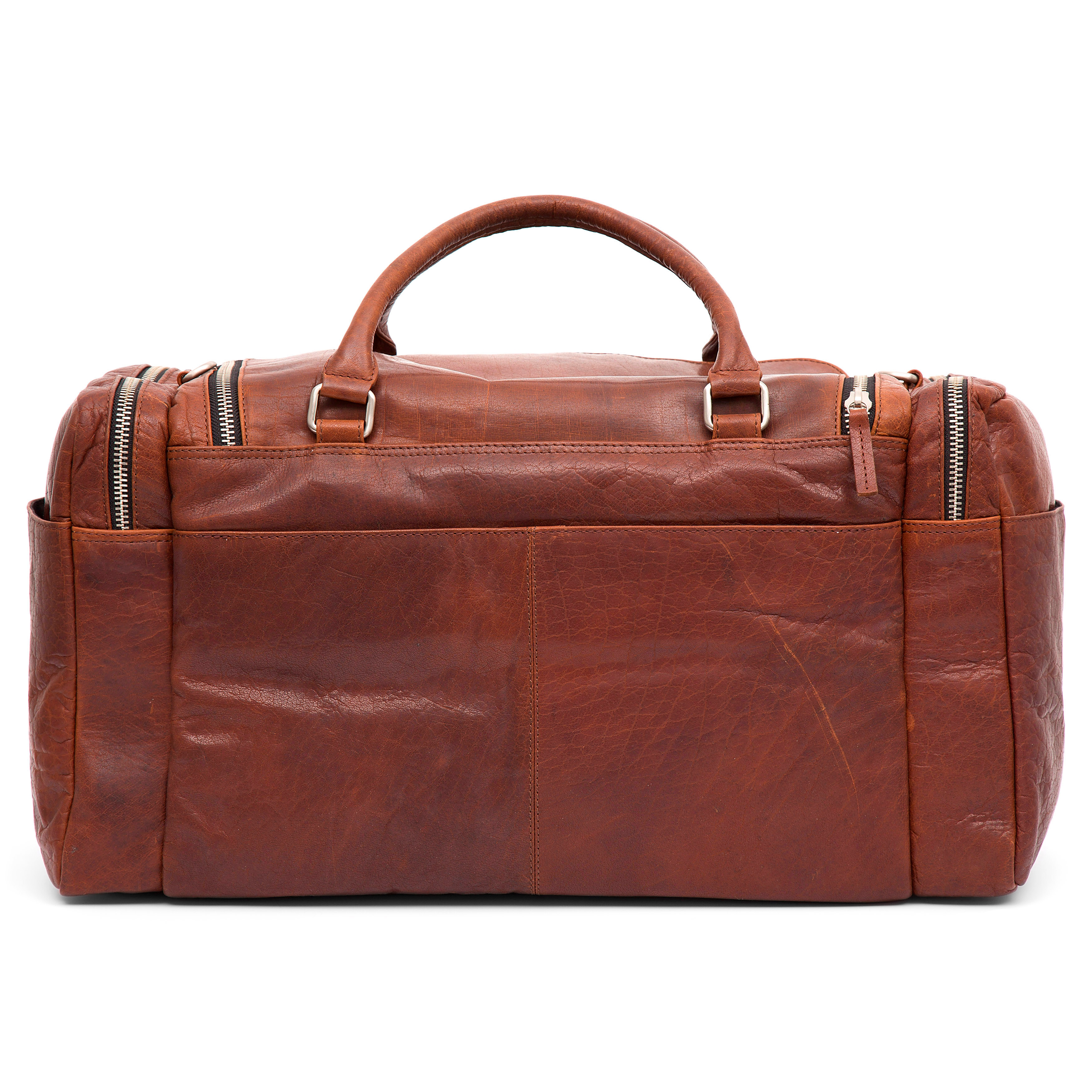 Borsa da viaggio Montreal in pelle marrone chiaro - 5