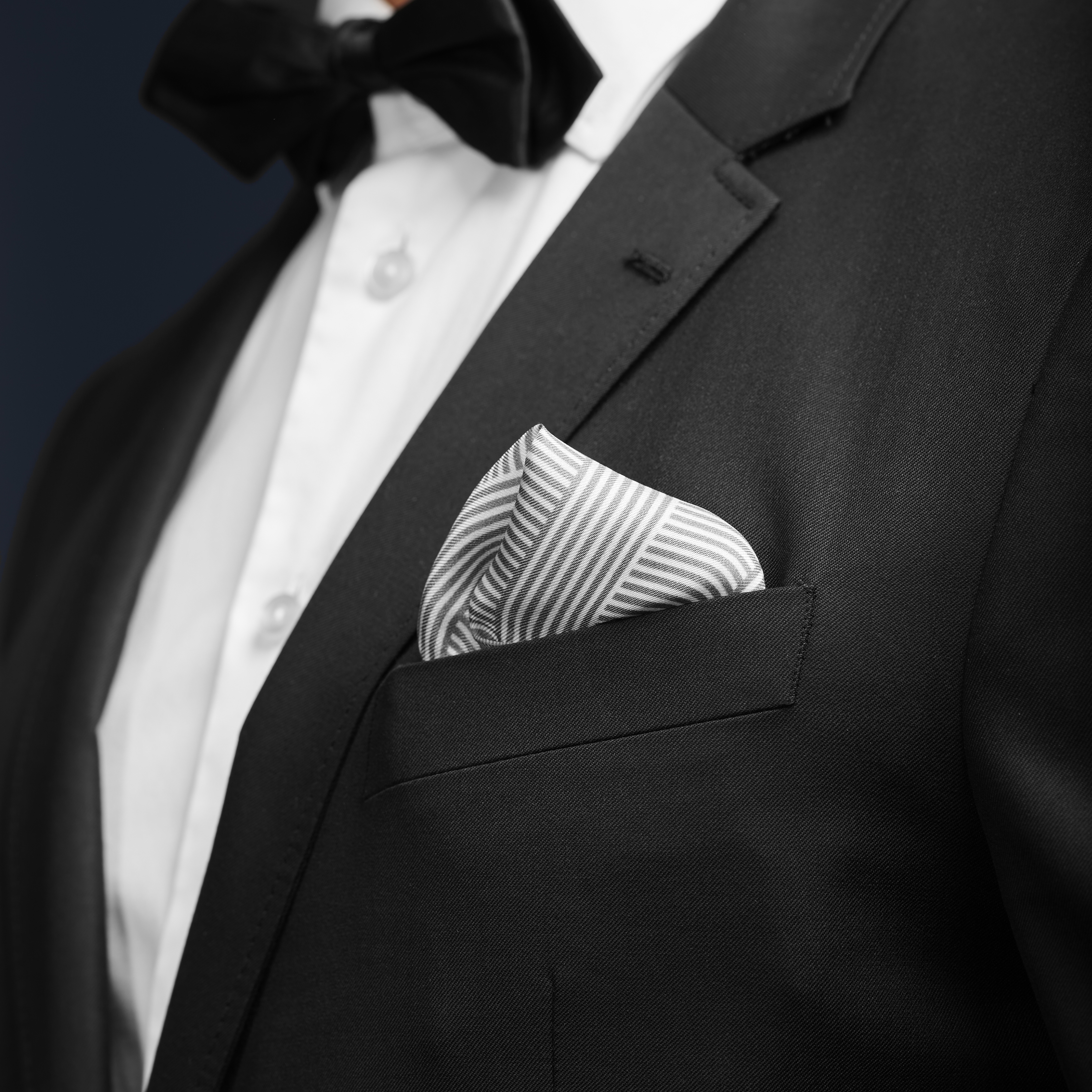 Grey & White Stripes Silk Pocket Square - 5