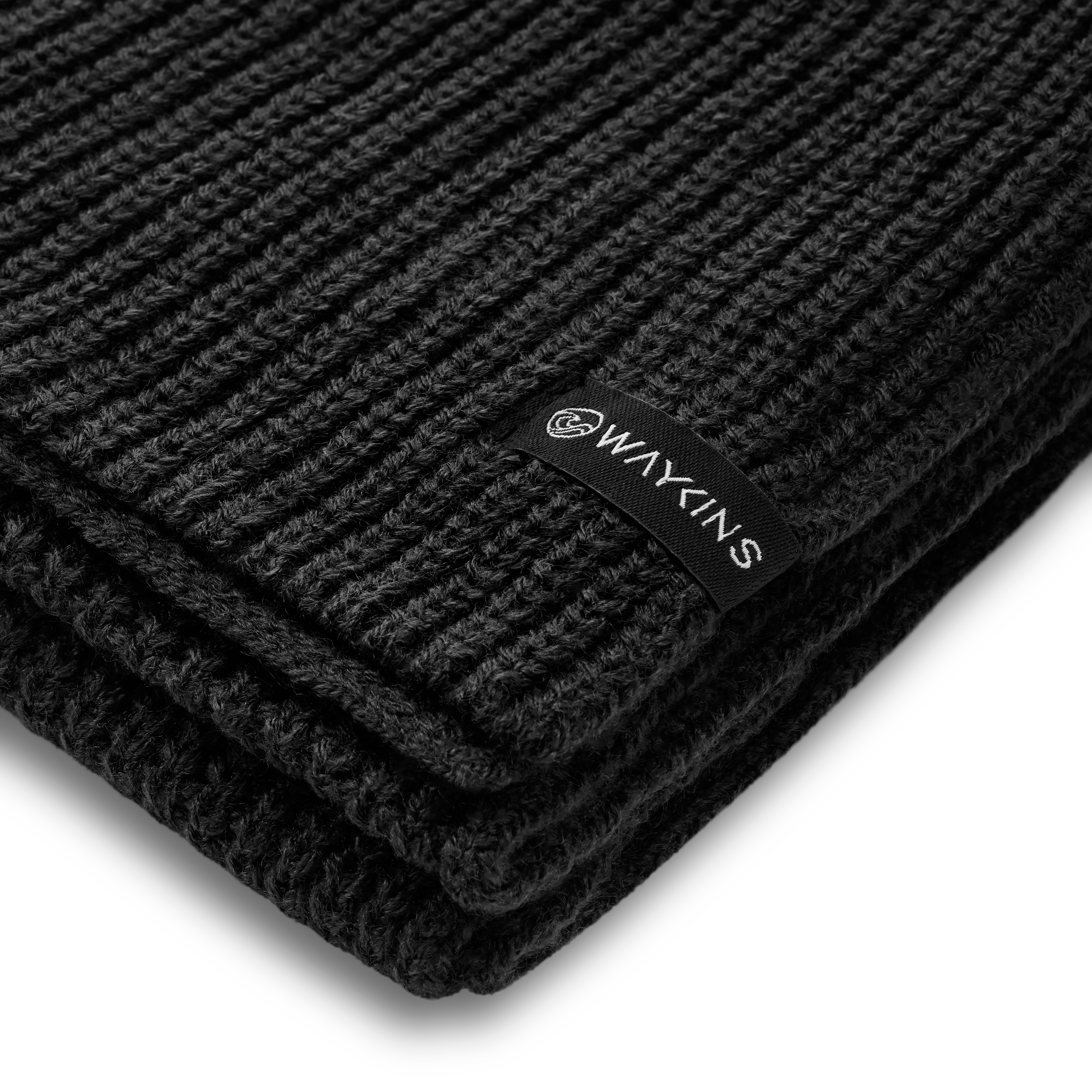 Baltic | Black Rib Knitted Acrylic Scarf - 4