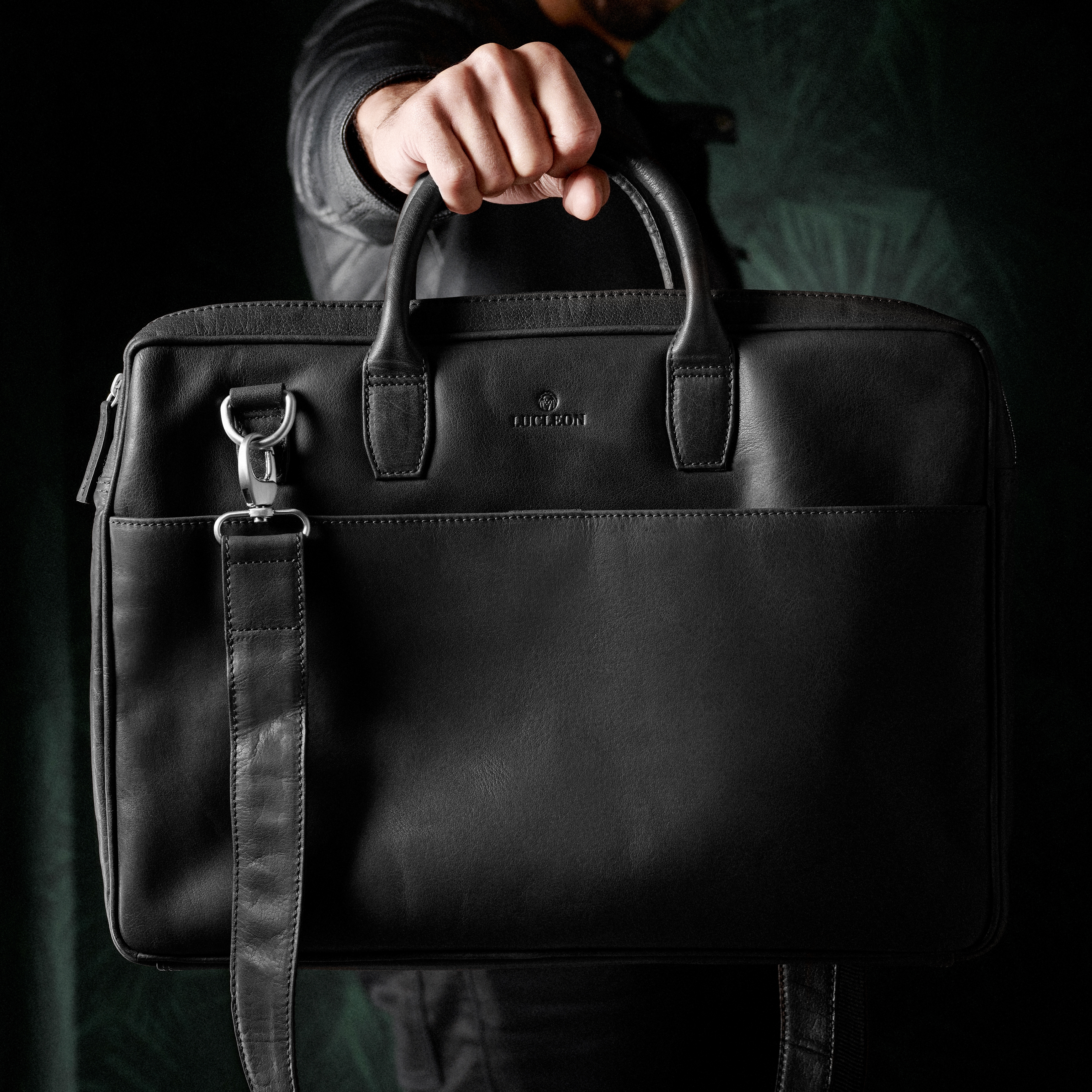 Montreal - Sac pro en cuir noir à double fermeture   - 5