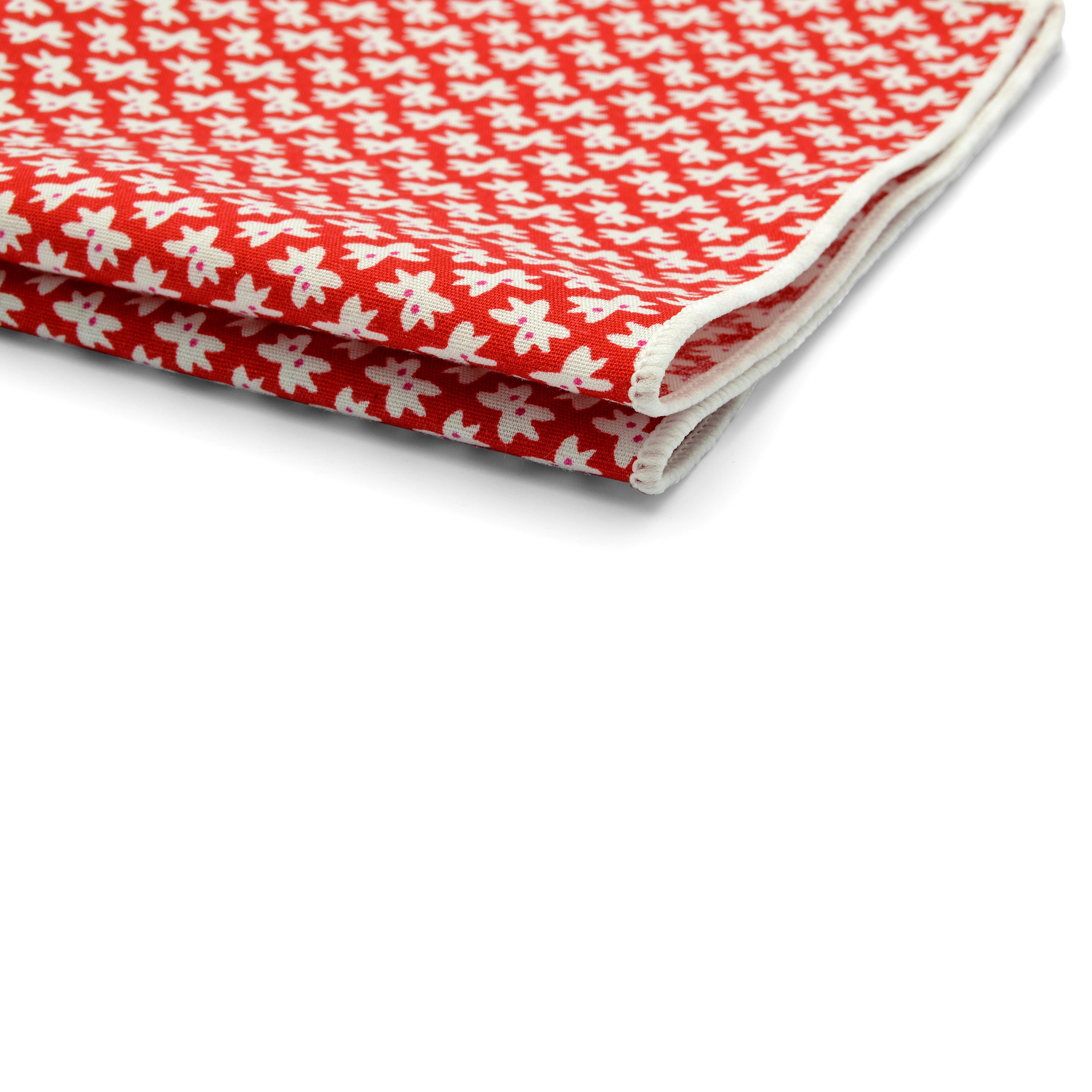 Red Bow Design Cotton Pocket Square - 2