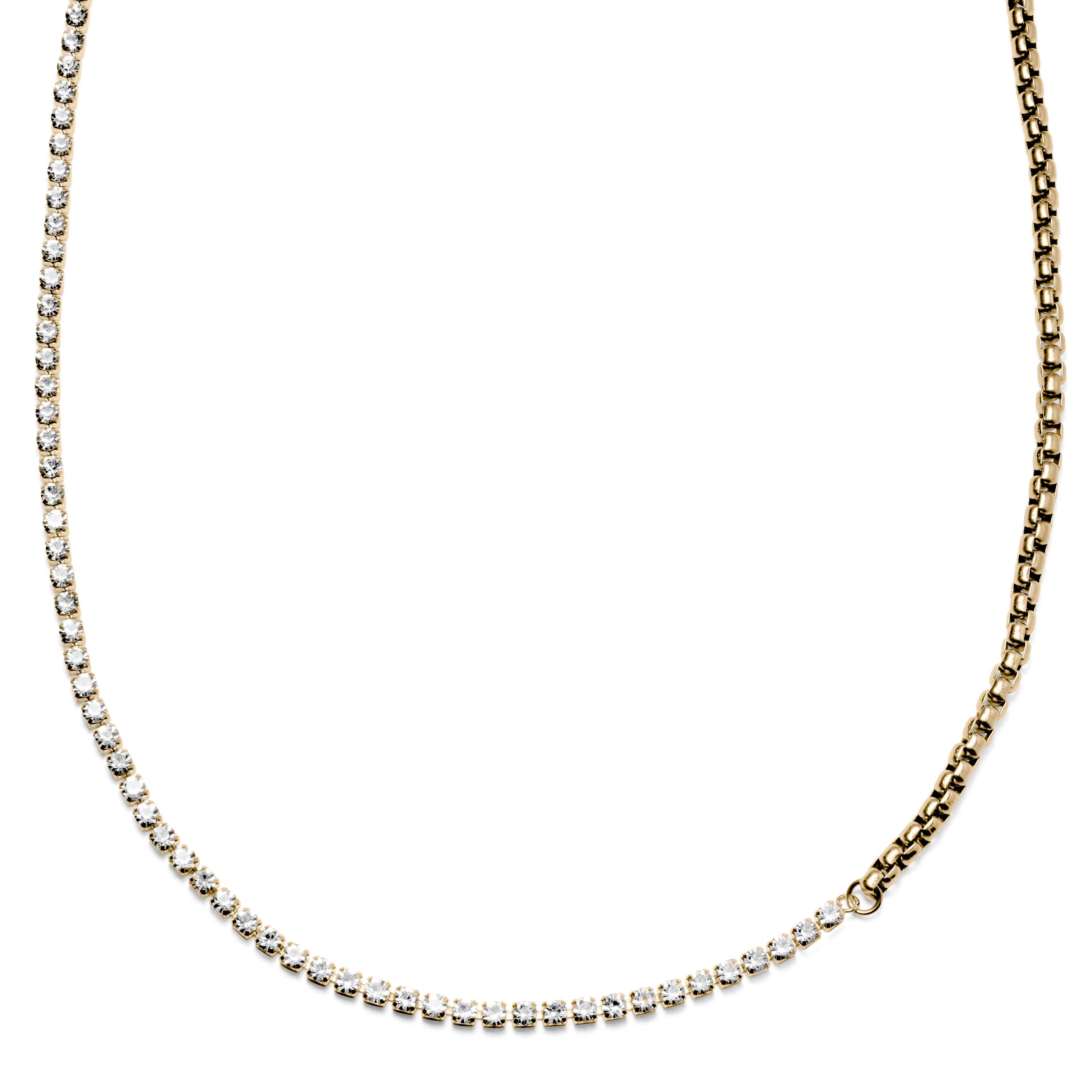 Colt Amager Gold-Tone Box Chain Necklace with Glass Diamonds